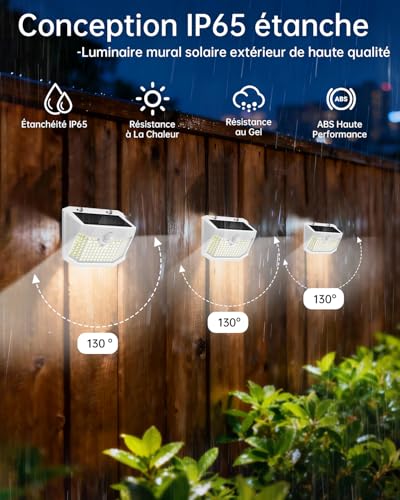 Detalle de Aootek Lampe Solaire Extérieur Jardin Murale – Lot de 3, 120 LEDs, IP65