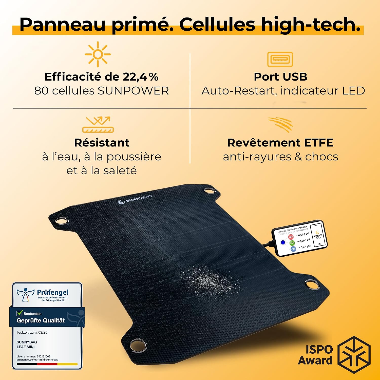 Detalle de SunnyBAG Leaf Pro panneau solaire 7,5 W