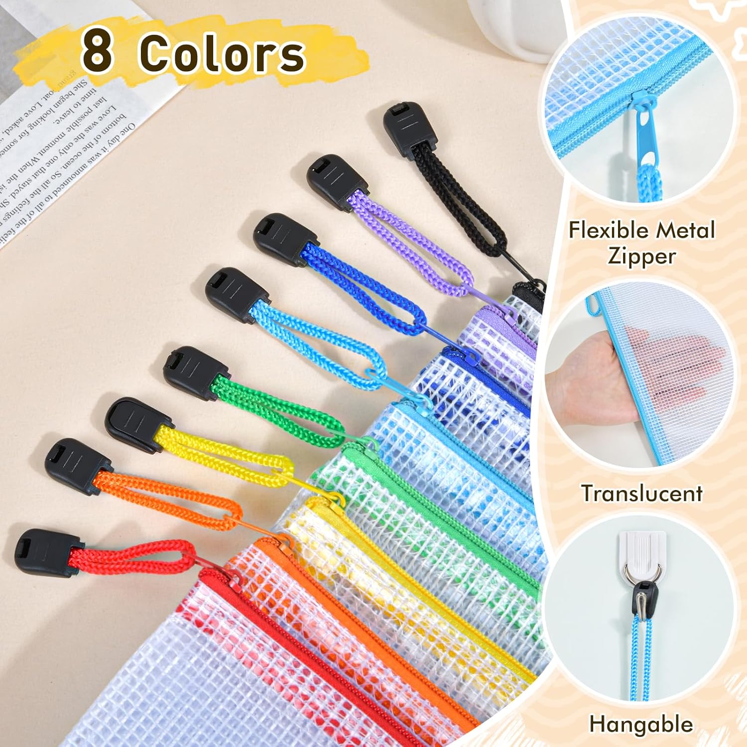 Thumbnail 2 de PAPEJOON 01 Mesh Zipper Pouch Bags, 26-Piece Set in 8 Sizes and Colors