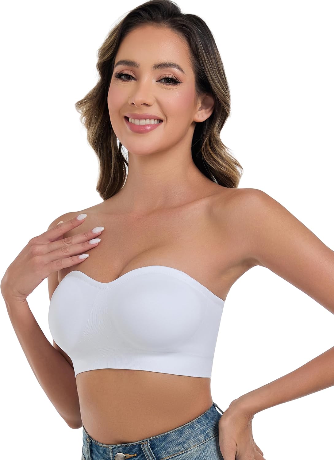 Thumbnail 3 de ANGOOL Strapless Wirefree Bandeau Bra with Silicone Non-Slip Grip (Tube Top, Padded)