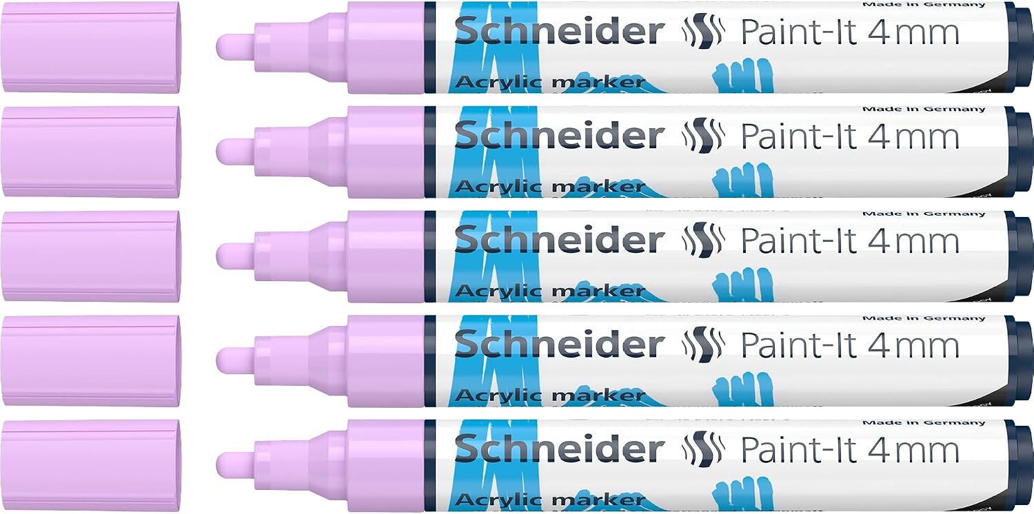 Thumbnail 6 de Schneider Paint-It Acrylstifte 120202 im 5er Pack, rot – deckender Acrylmarker mit 4 mm Rundspitze
