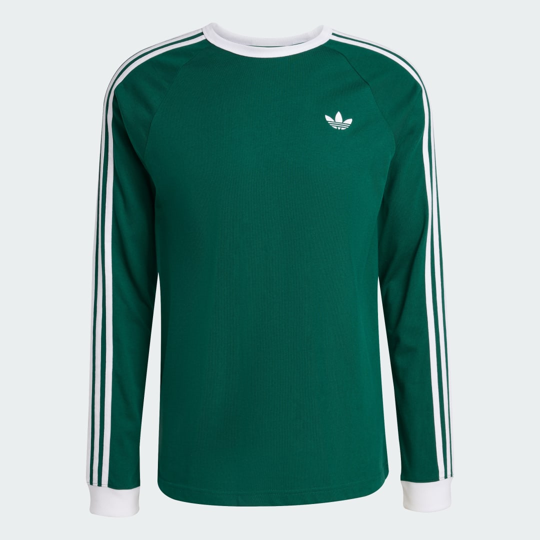 Detalle 2 de Camiseta Manga Larga 3 Stripes de Adidas en verde: estilo cómodo y versátil
