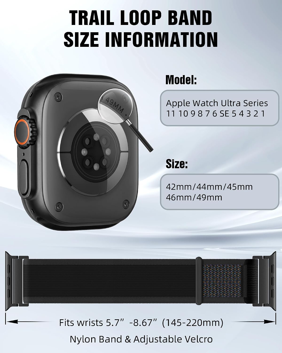 Detalle de Higgs Trail Loop Nylon Strap 45mm for Apple Watch