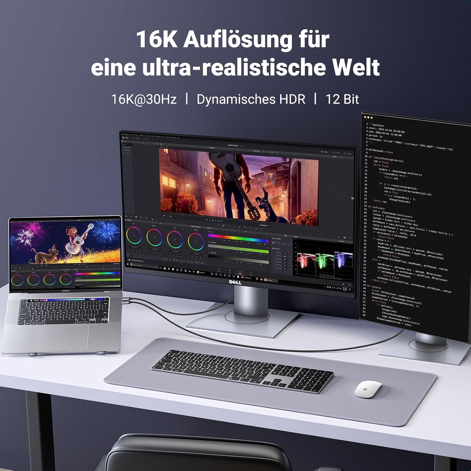 Thumbnail 5 de UGREEN USB C DisplayPort Kabel DP 2.1 – 40 Gbps, 16K/30Hz bis 4K/240Hz, unidirektional