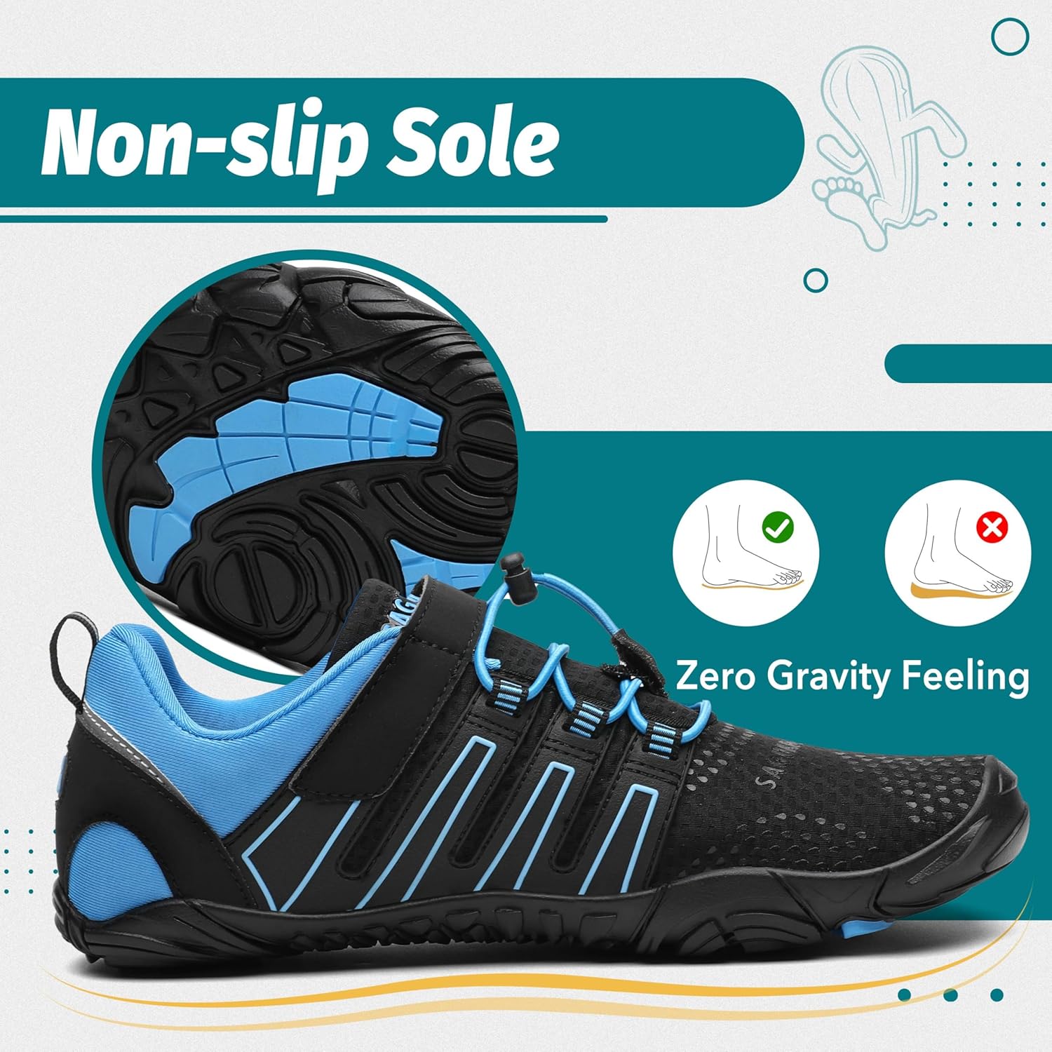 Thumbnail 4 de SAGUARO Unisex Barfußschuhe für Outdoor mit Zehenbox, Zero-Drop Sohle und Schnellverschluss (Gr. 36–48)