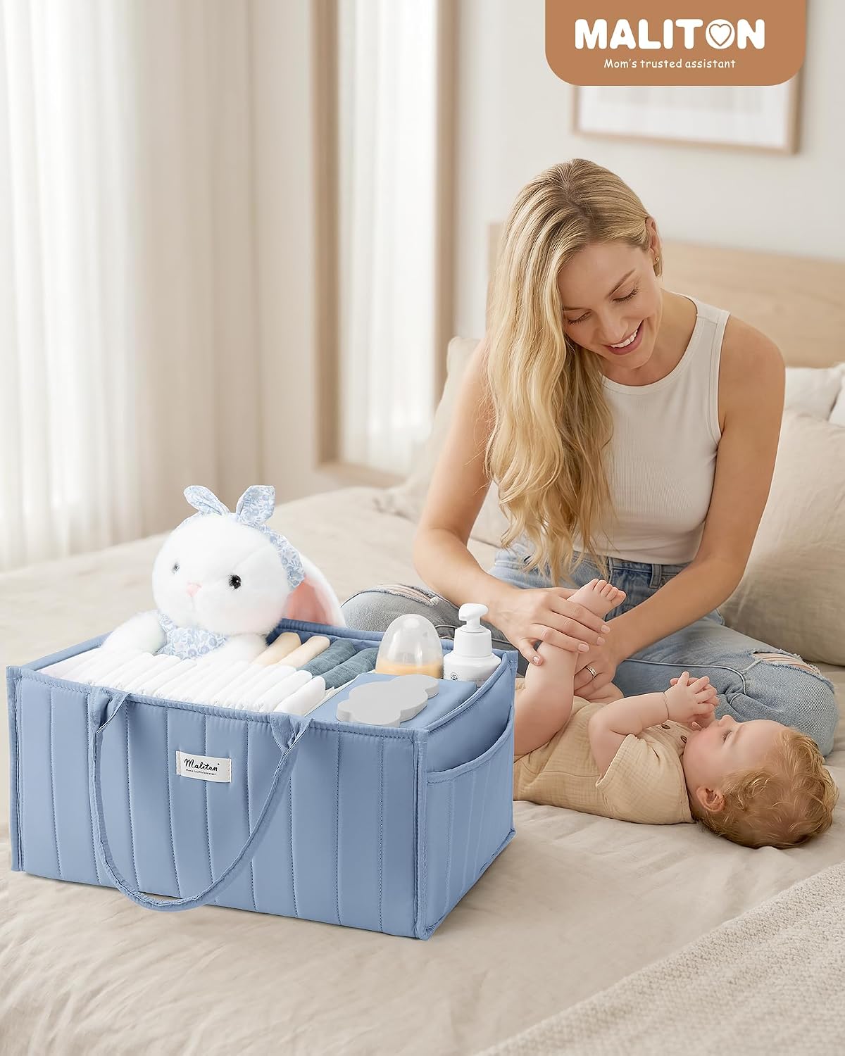 Thumbnail 1 de Maliton Nappy Caddy Organiser: Portable Changing Station With Removable Dividers