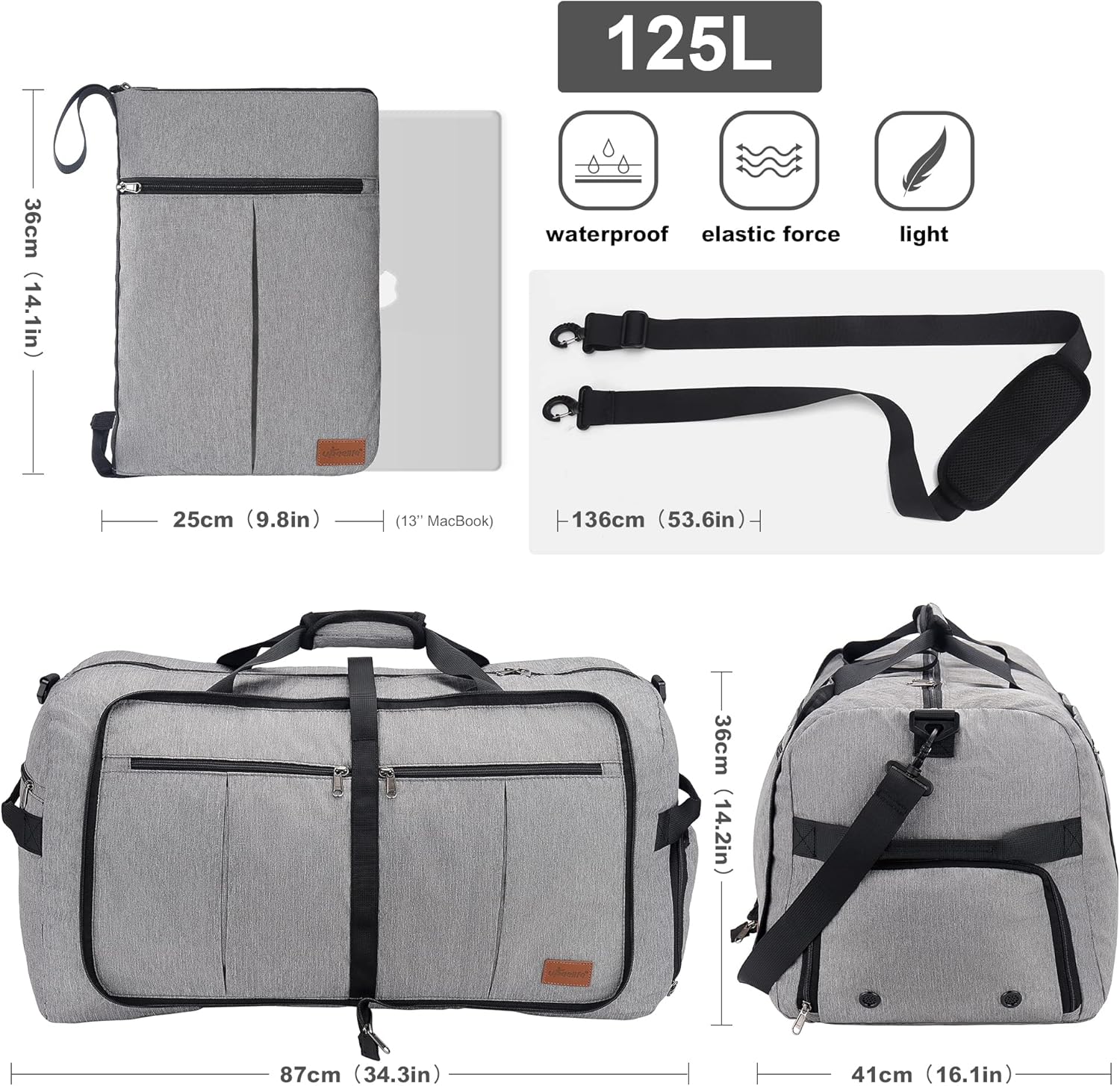 Thumbnail 1 de UPEELIFE Reisetasche 125L faltbar – wasserdicht mit Schuhfach, Weekender & Sporttasche