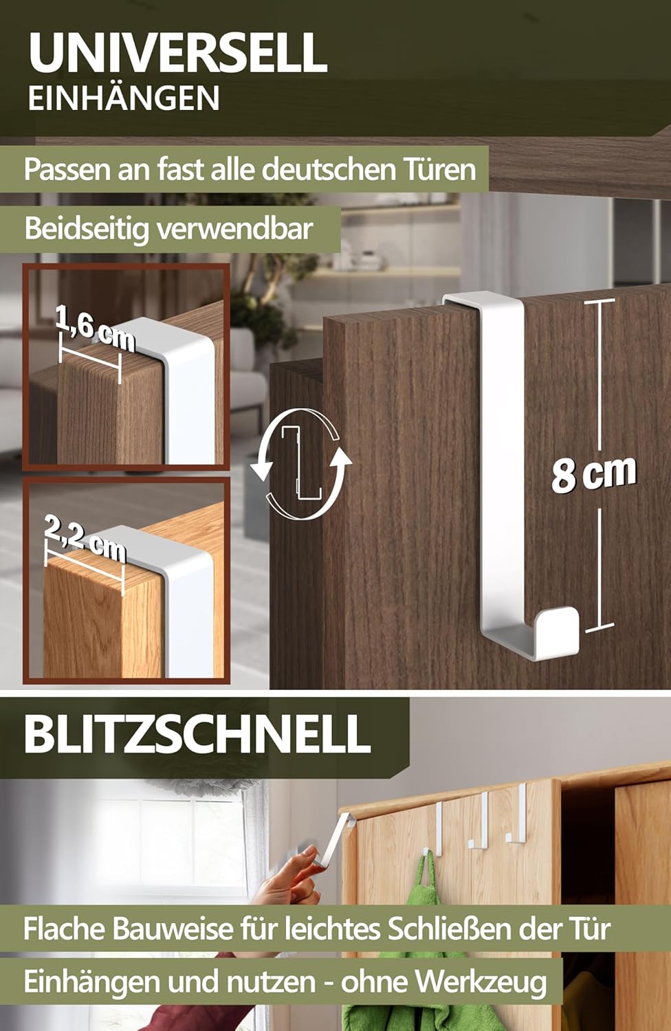 Thumbnail 3 de 4smile Türhaken 4er Set Weiß 🪝