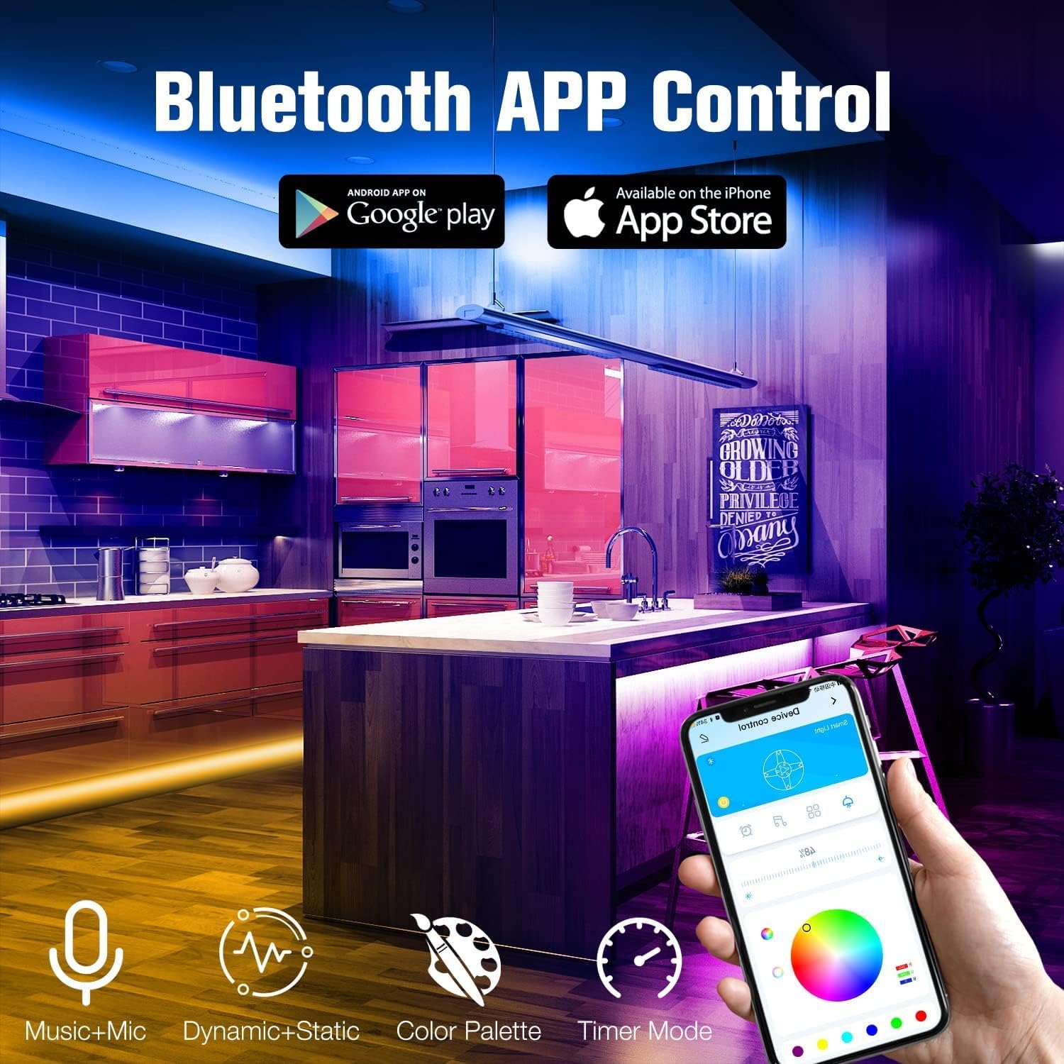 Detalle de DAYBETTER TCF0223124G-V4 200ft RGB LED Strip Lights with App and Music Sync