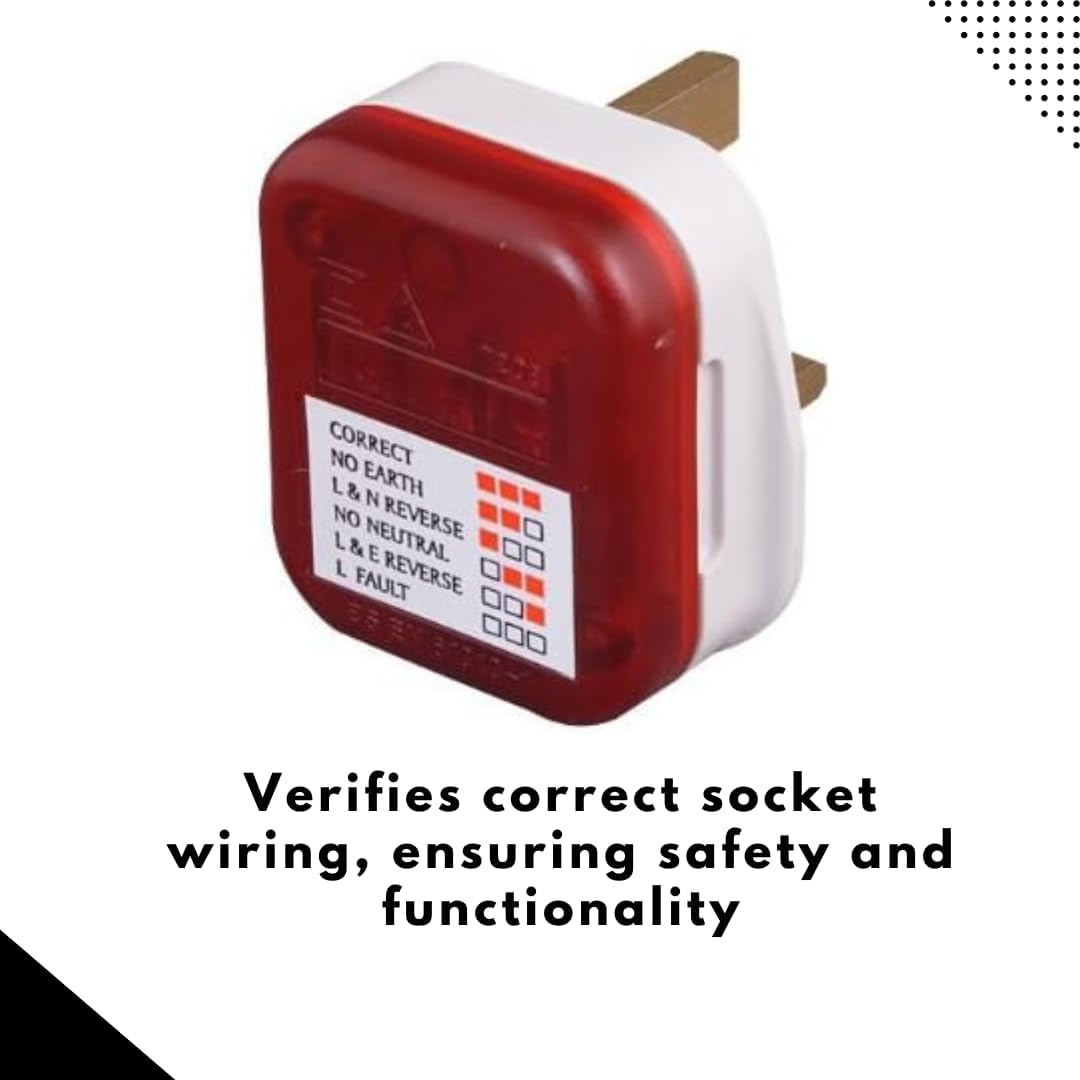 Detalle de Invero UK 13A Mains Plug-In Socket Tester for Safety Checks