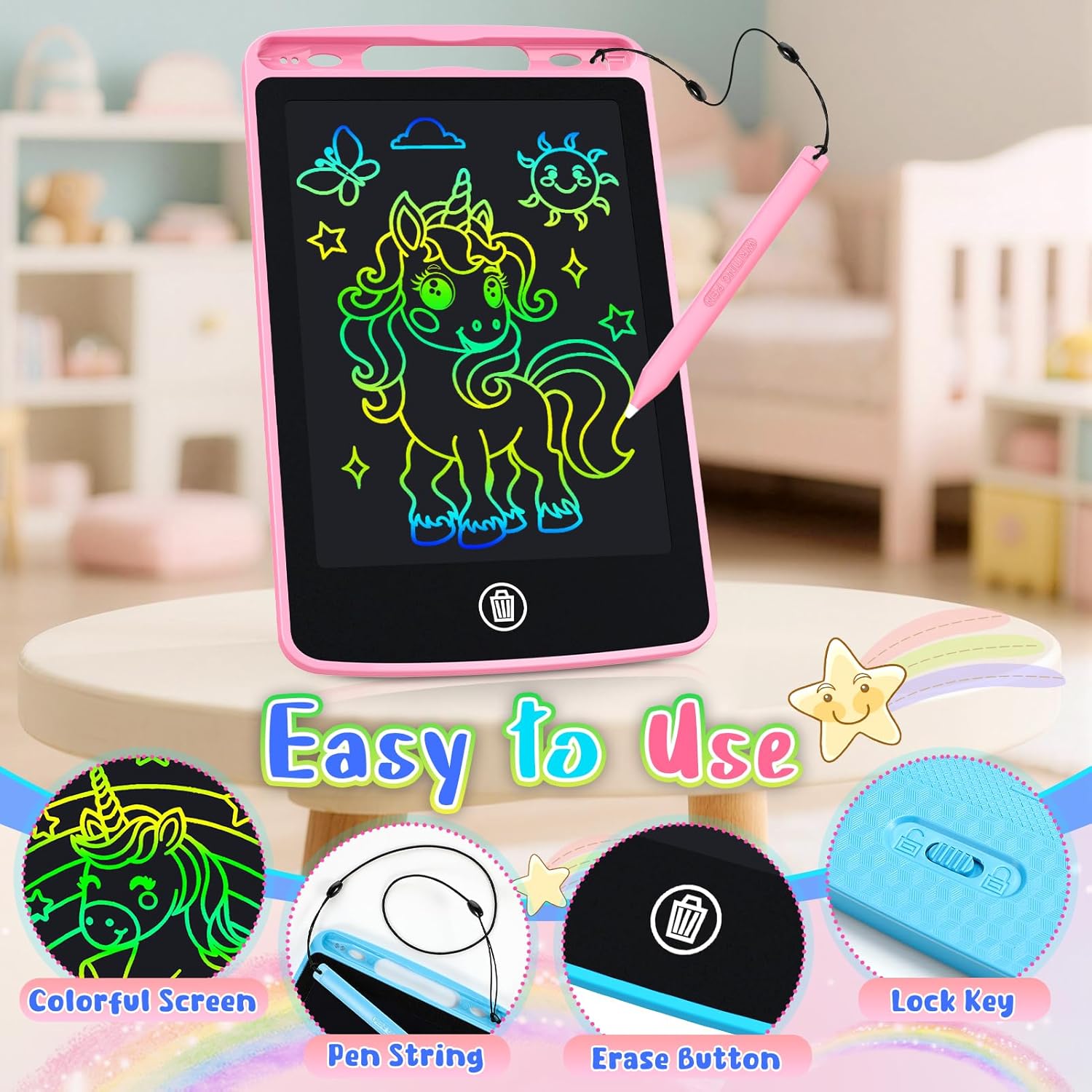 Detalle 2 de Party Bag Fillers for Kids: 12-Pack 6.5 Inch LCD Drawing Tablets – Durable, Mess-Free Fun for 3–8 Year Olds
