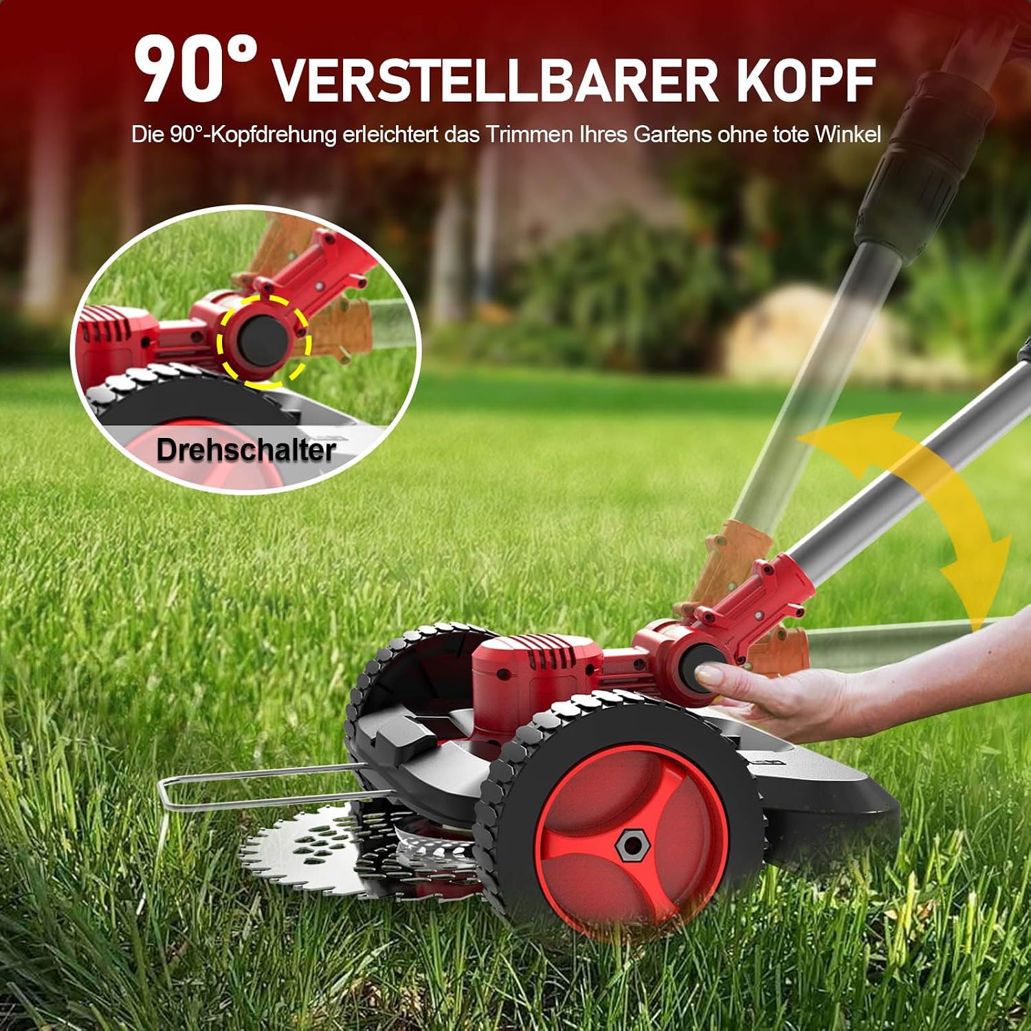 Detalle de Rasentrimmer mit Akku und Unkrautbürste für Makita-Akkus – 6-in-1 Freischneider, 21V, 20.000 U/min