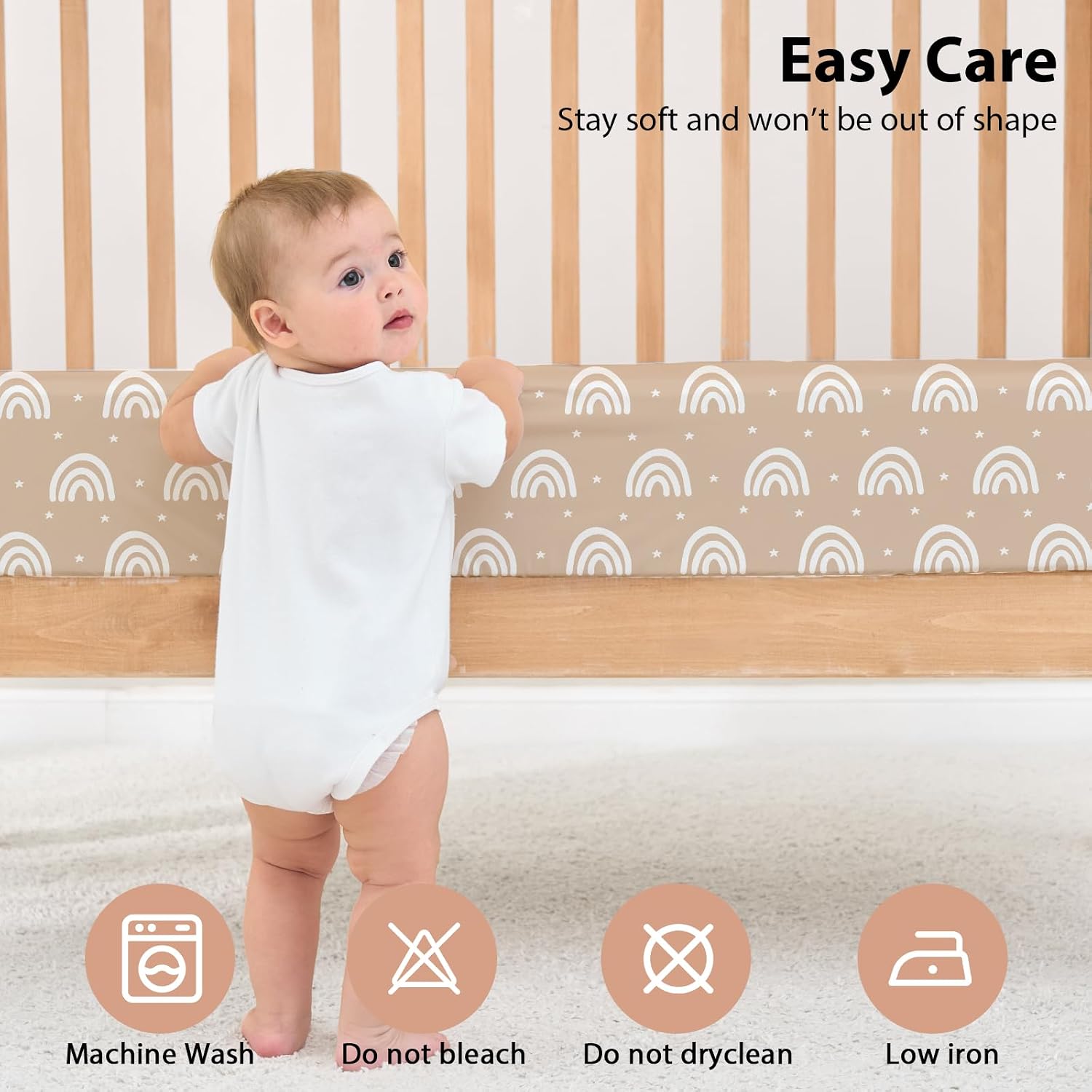Thumbnail 6 de FIEMOL Baby Spannbettlaken 60x120 cm (3er-Set) aus Mikrofaser – orange Sonne Regenbogen