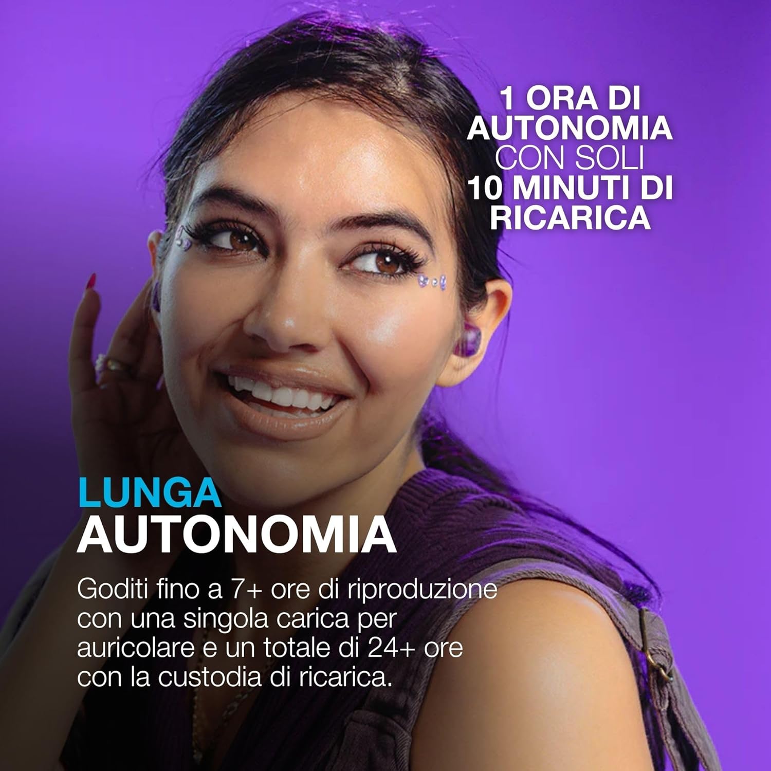 Thumbnail 2 de JLab Go Pop ANC Auricolari Bluetooth ANC con microfono, multipoint e batteria 24+ h (IP55) – Viola Trasparente