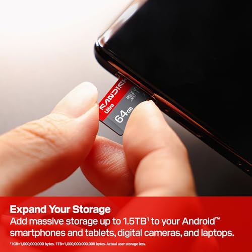 Detalle 2 de SanDisk 64GB Ultra microSD UHS-I Card (SDSQUJQ-064G-GZ6MA) — Up to 145MB/s Read, A1, C10, U1