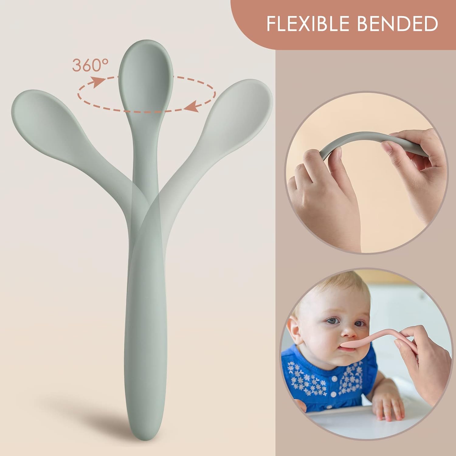 Detalle 2 de 6-Piece Silicone Baby Feeding Spoons
