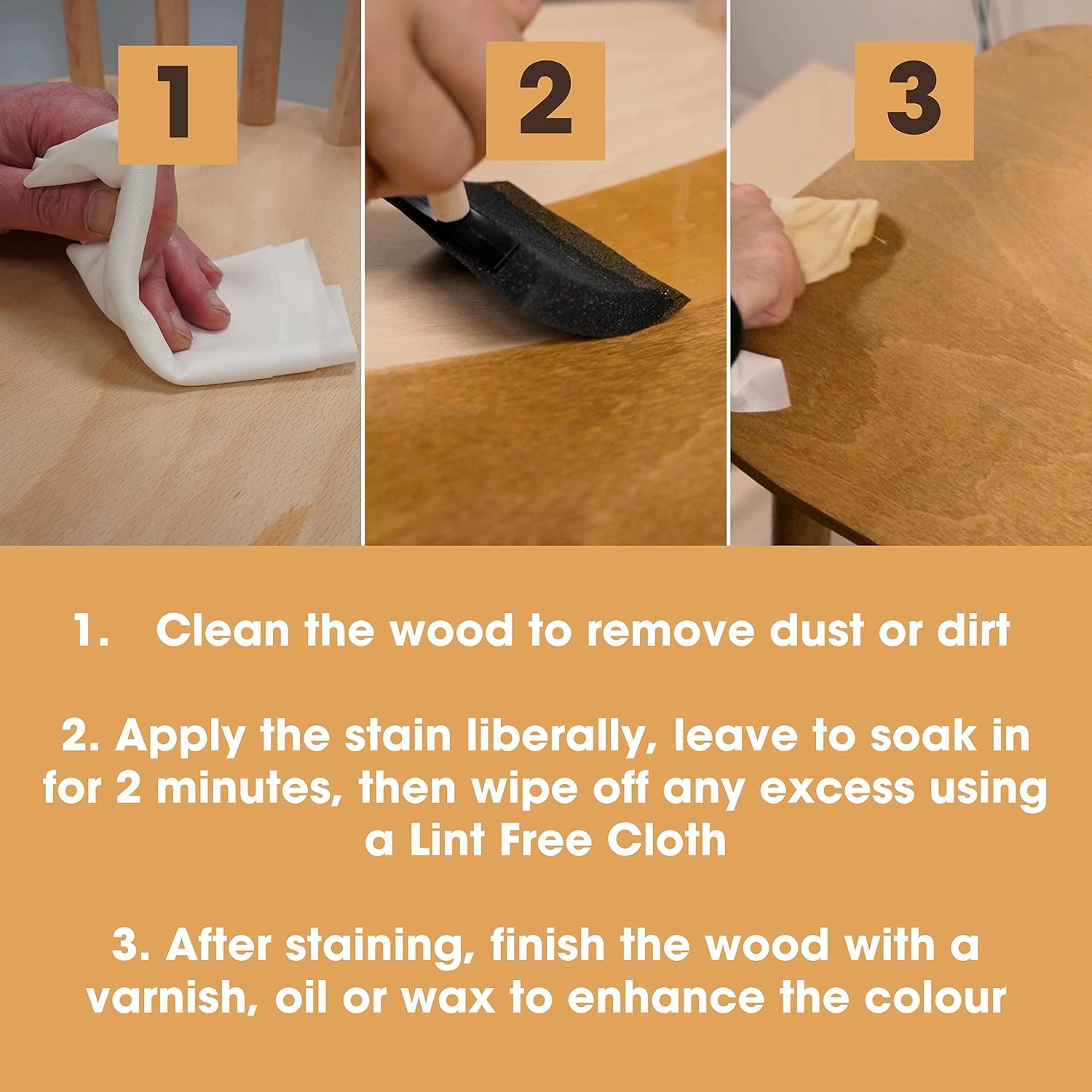Thumbnail 2 de Furniture Clinic Wood Stain (Dark Oak) – Fast Drying, Water Based & Non-Toxic Finish for Indoor & Outdoor Wood