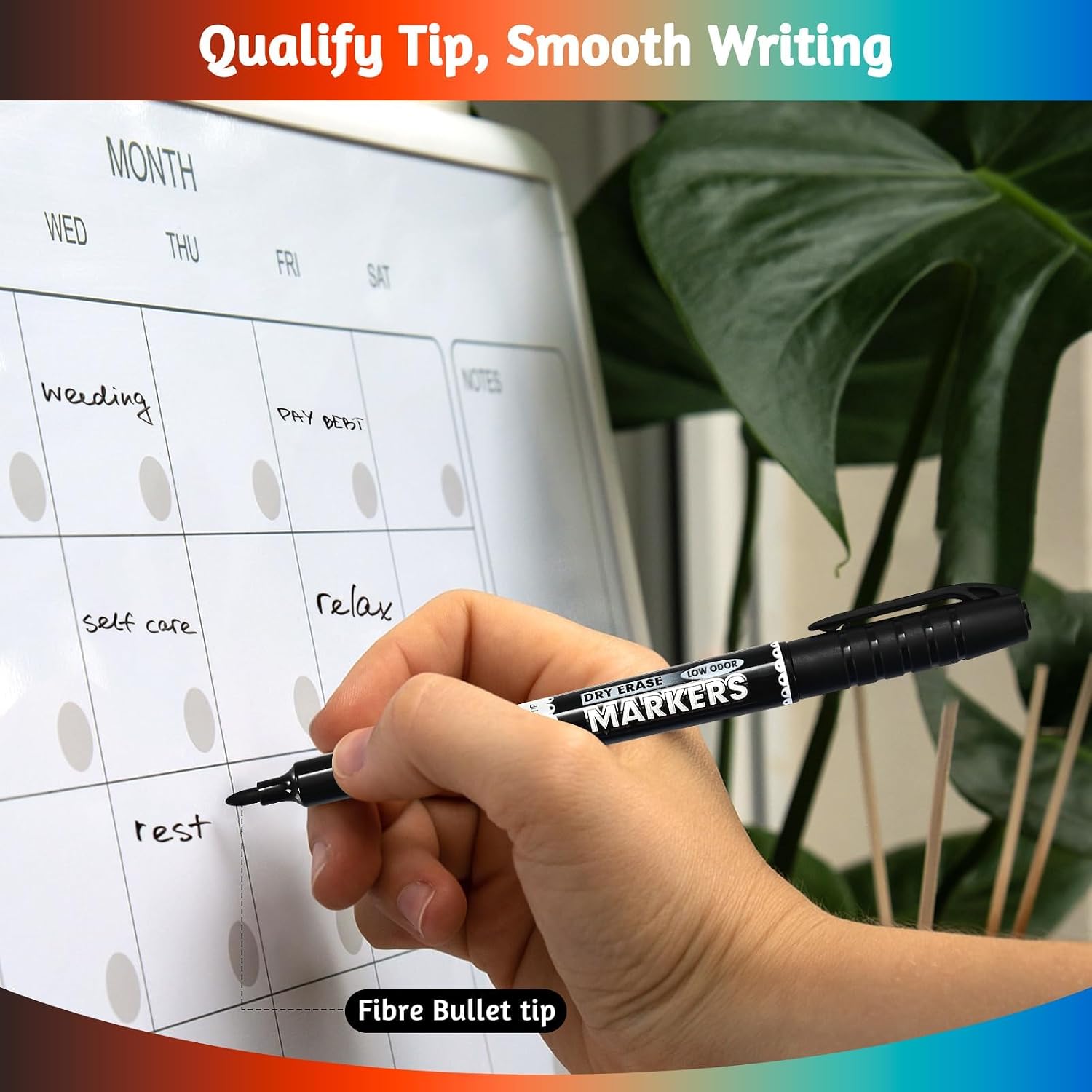 Thumbnail 3 de SUQJOY Whiteboard Pens (Medium Fine Tip) – Low Odour Dry Wipe Markers, 12-pack, 4 colours