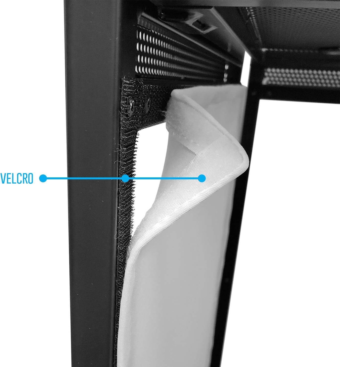 Detalle de AxcessAbles ES-01 Portable DJ Facade Booth, 40" x 20", Black & White Scrims