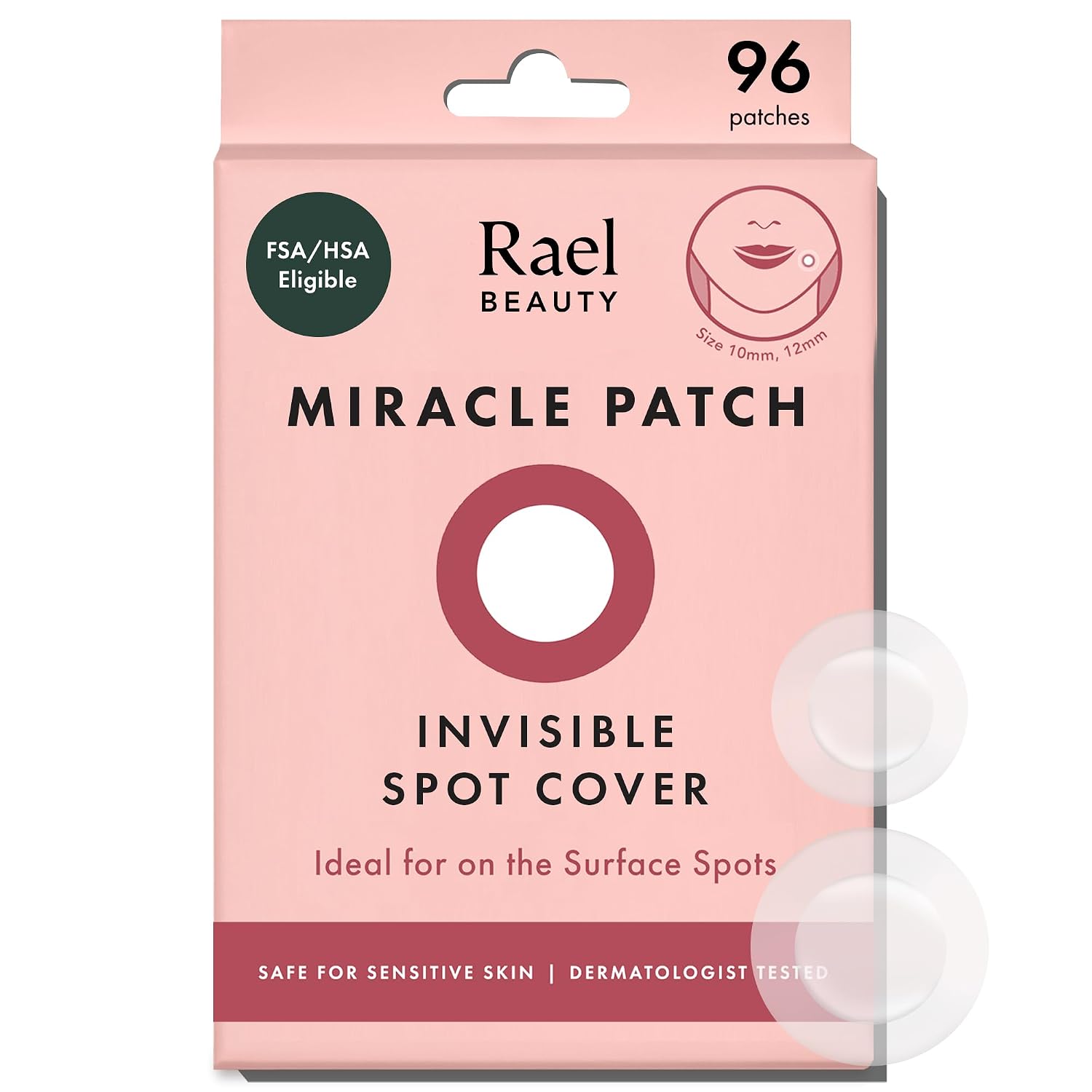 Detalle de Rael Miracle Invisible Spot Cover Hydrocolloid Acne Spot Patches (96 count, 2 sizes)