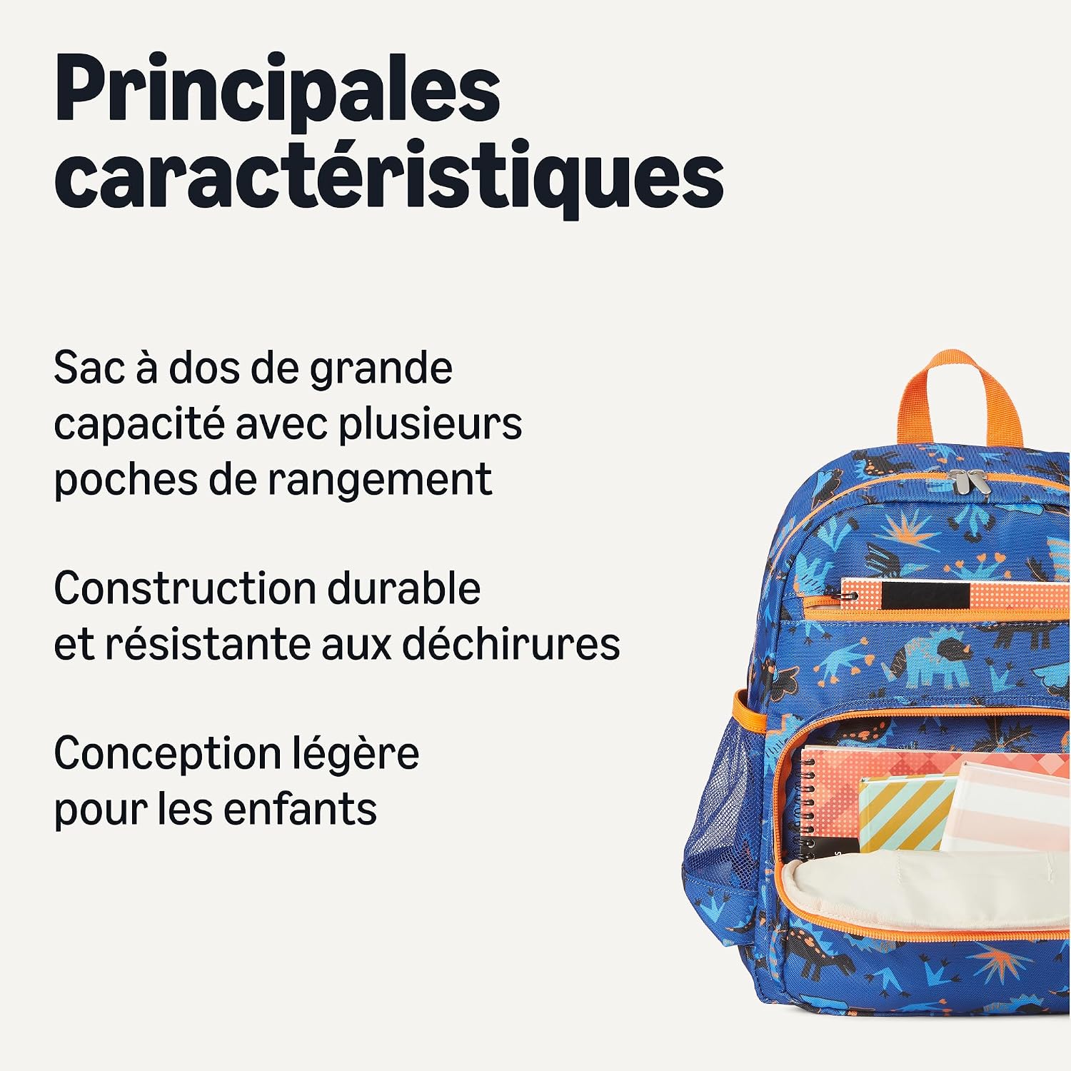 Detalle 2 de Sac à dos école bleu marine 100% polyester recyclé