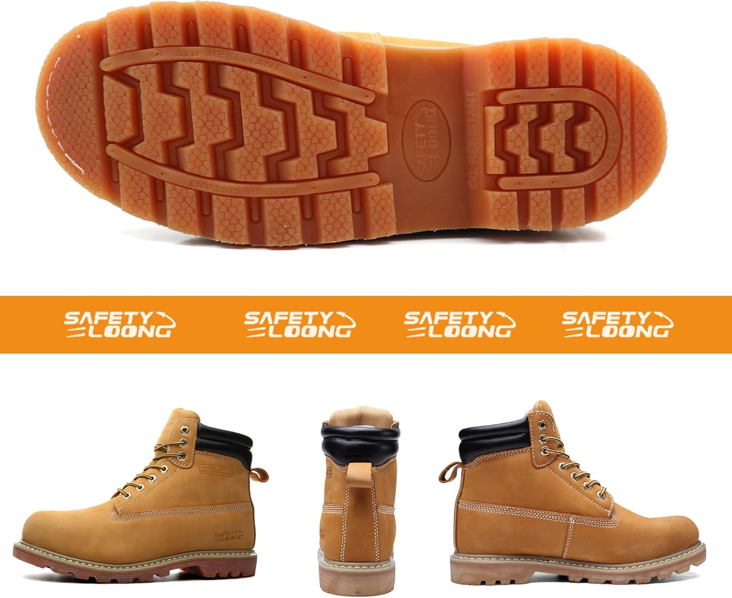 Thumbnail 4 de Safety Loong Work Boots for Men: Waterproof Leather Boots with Soft Toe and Non-Slip Grip