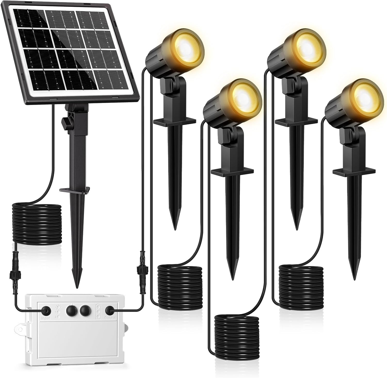 Detalle de Linke Solar Spot Lights Outdoor Garden (4 in 1) 3000K Warm White LED, IP66 waterproof landscape spotlights