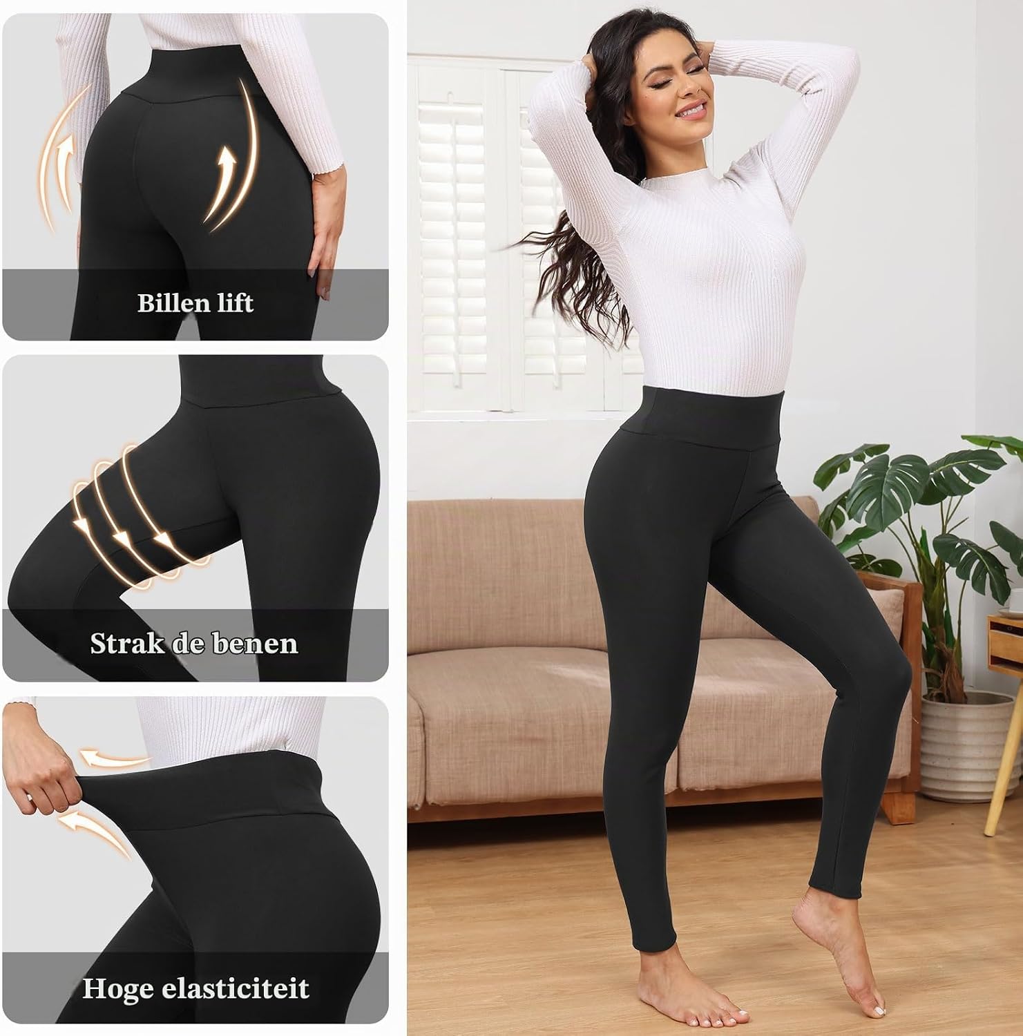 Thumbnail 4 de Thermische dameslegging met fleecevoering, hoge taille en ondoorzichtige stof
