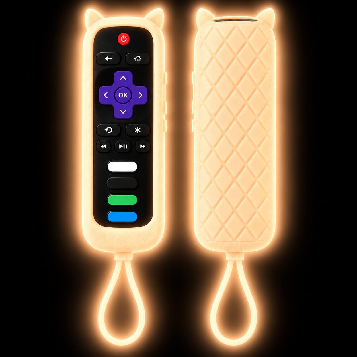 Detalle de Case Cover for Roku TV Remote with Glow-in-the-Dark Cat Ears