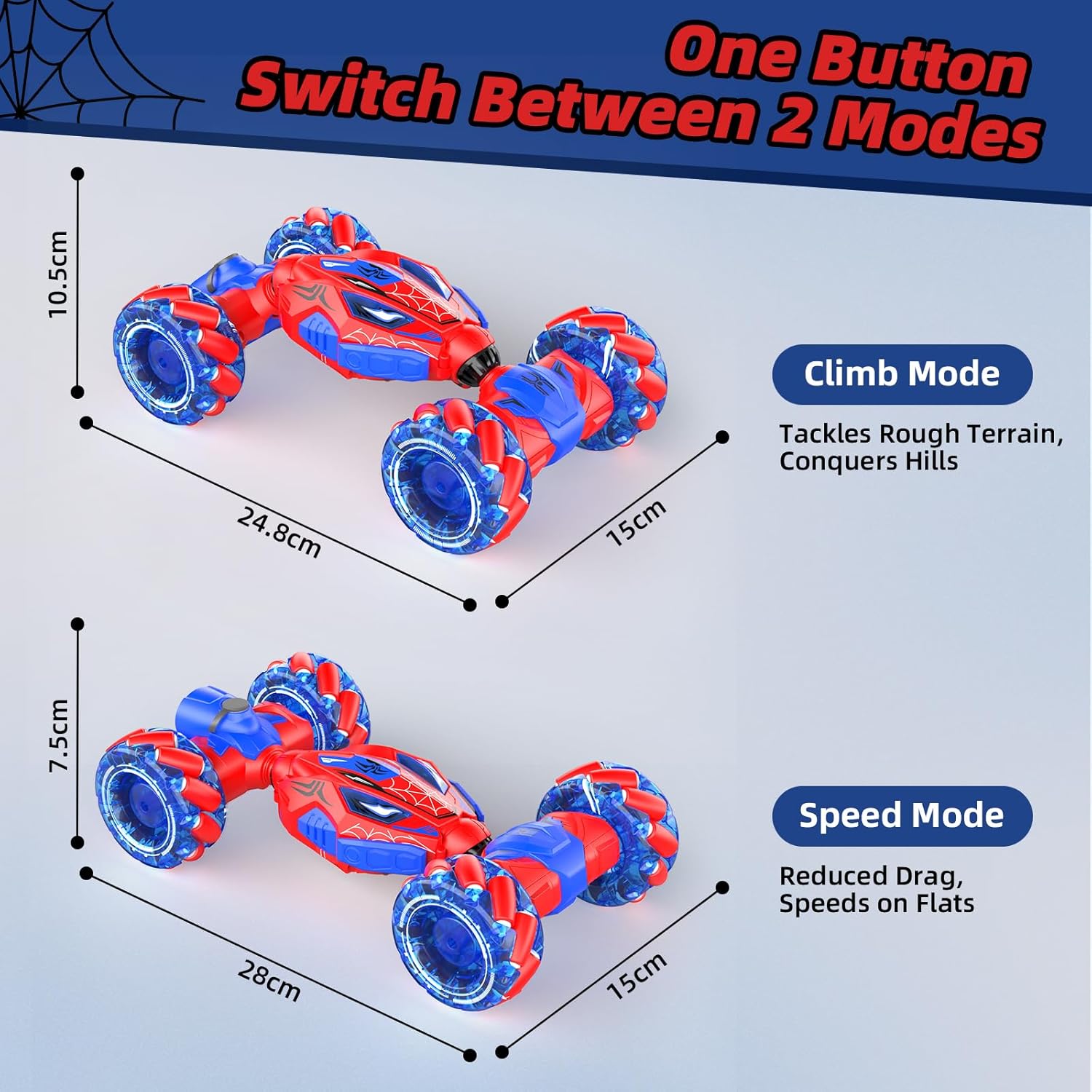 Thumbnail 6 de Unique 4WD 360° Gesture RC Stunt Car: 2 Control Modes, Lights, Music & Spray for Kids 6–12