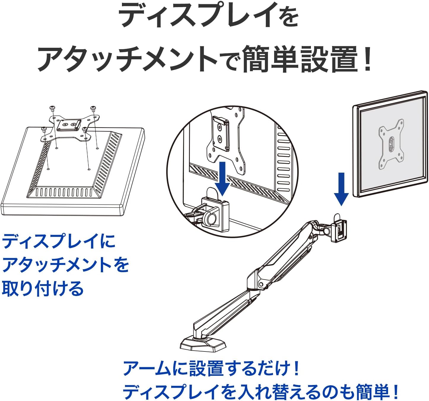 Detalle de IODATA DA-ARMS5W/UE モニターアーム シングル ホワイト ガススプリング式