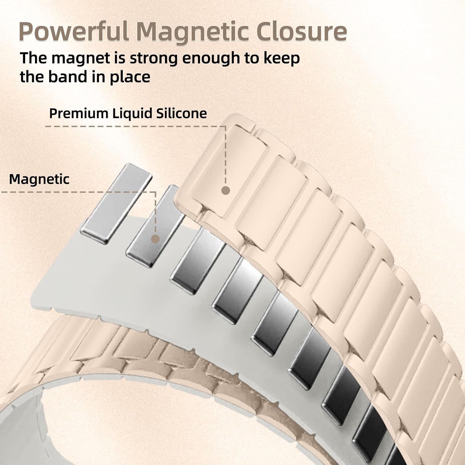 Detalle de RosMank Silicone Watch Band for Xiaomi Smart Band 10/9/8 – Magnetic Replacement Strap
