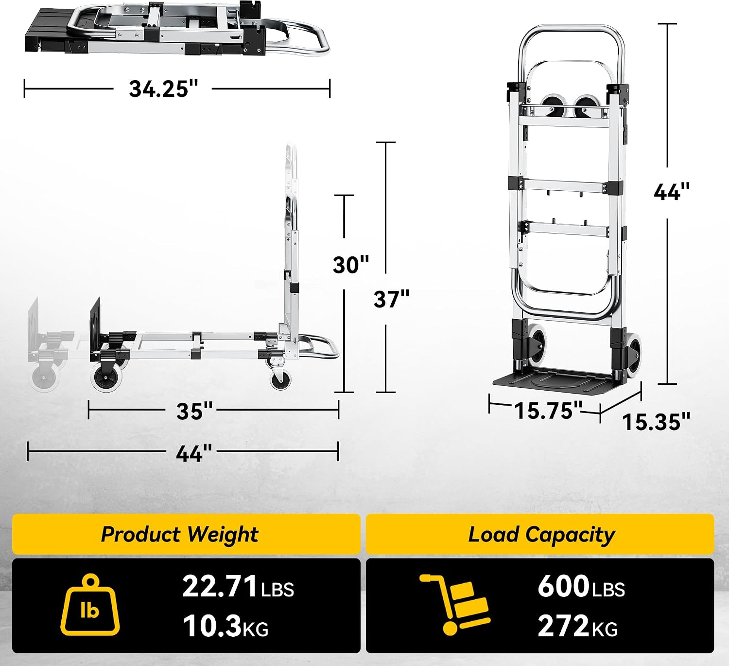 Detalle de SILVEL Folding Hand Truck, 600 lb Capacity