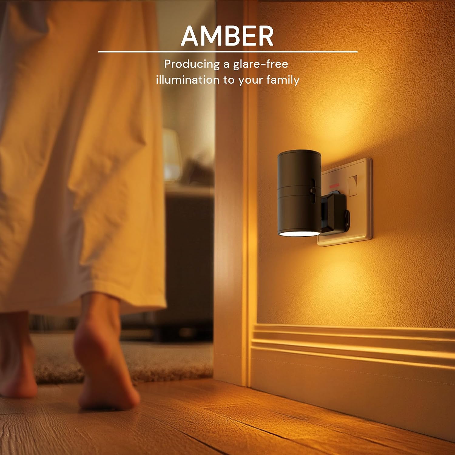 Detalle de LOHAS-LED Amber Night Light (2 Pack) – Dimmable, Light Sensor, Warm 2000K Amber Glow