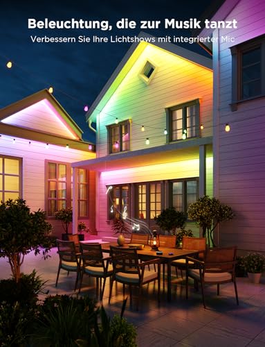 Detalle 2 de Govee 10m RGBIC-Outdoor-LED-Streifen IP65: Außenlicht mit App-Steuerung, Musik-Sync und Sprachsteuerung