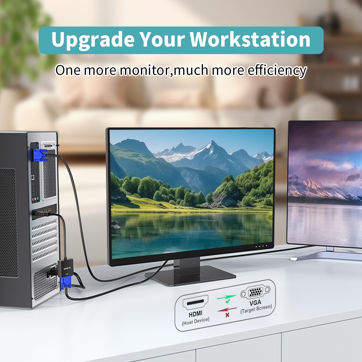 Detalle de HDMI zu VGA Adapter – Unidirektional, 1080P, HDMI-Quelle zu VGA-Monitor/Projektor