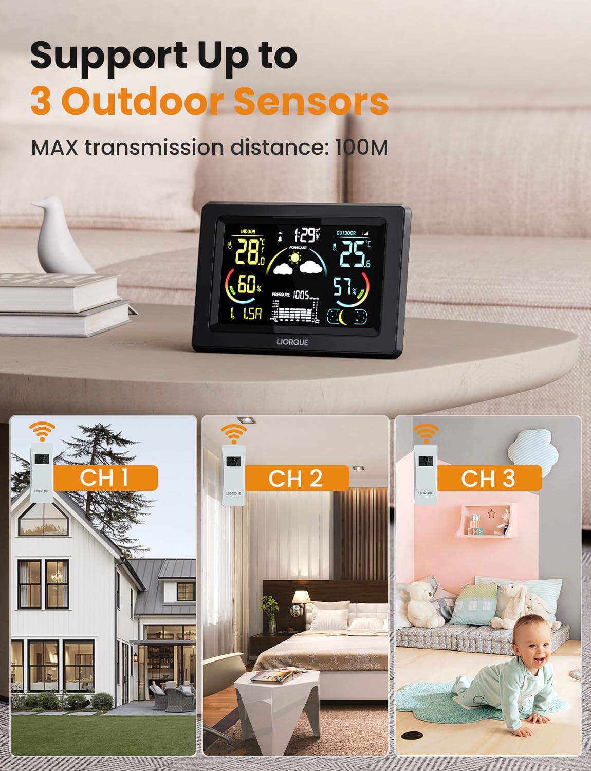 Thumbnail 5 de LIORQUE Weather Station with Outdoor Sensor
