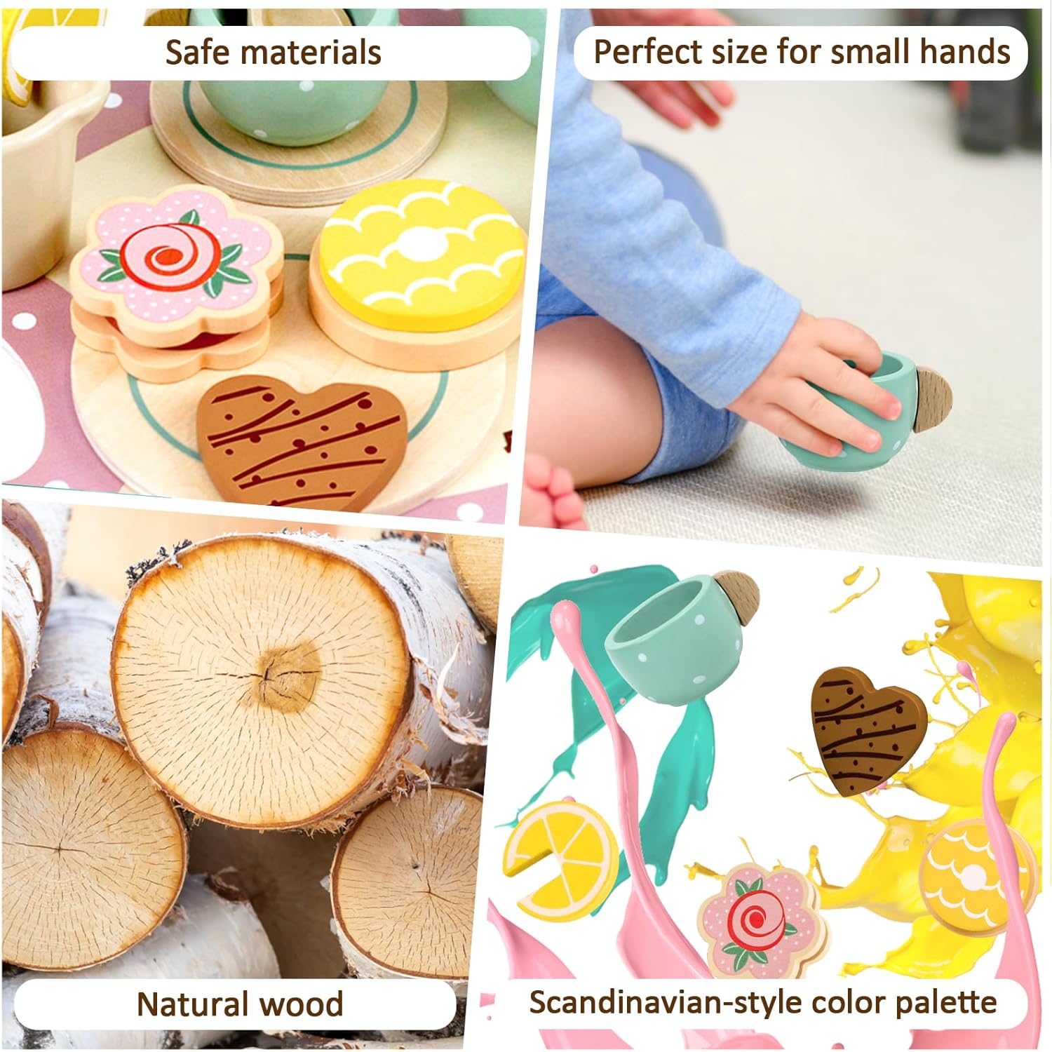 Detalle 2 de Airlab Wooden Tea Set – Afternoon Tea Party Set for Toddlers (pretend play kitchen accessories)