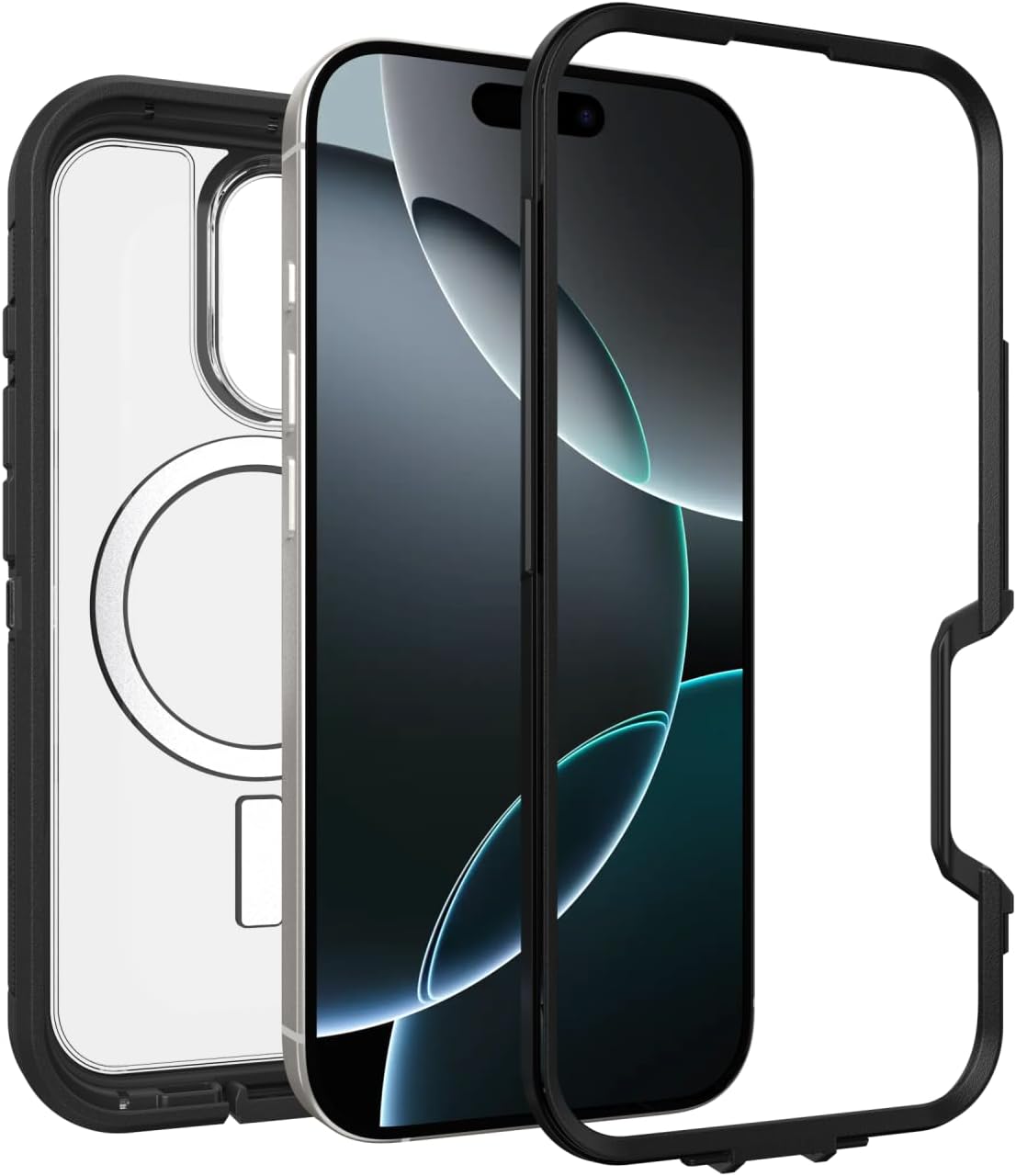 Detalle 2 de OtterBox iPhone 16 Pro Defender Series XT Clear Case – Dark Side