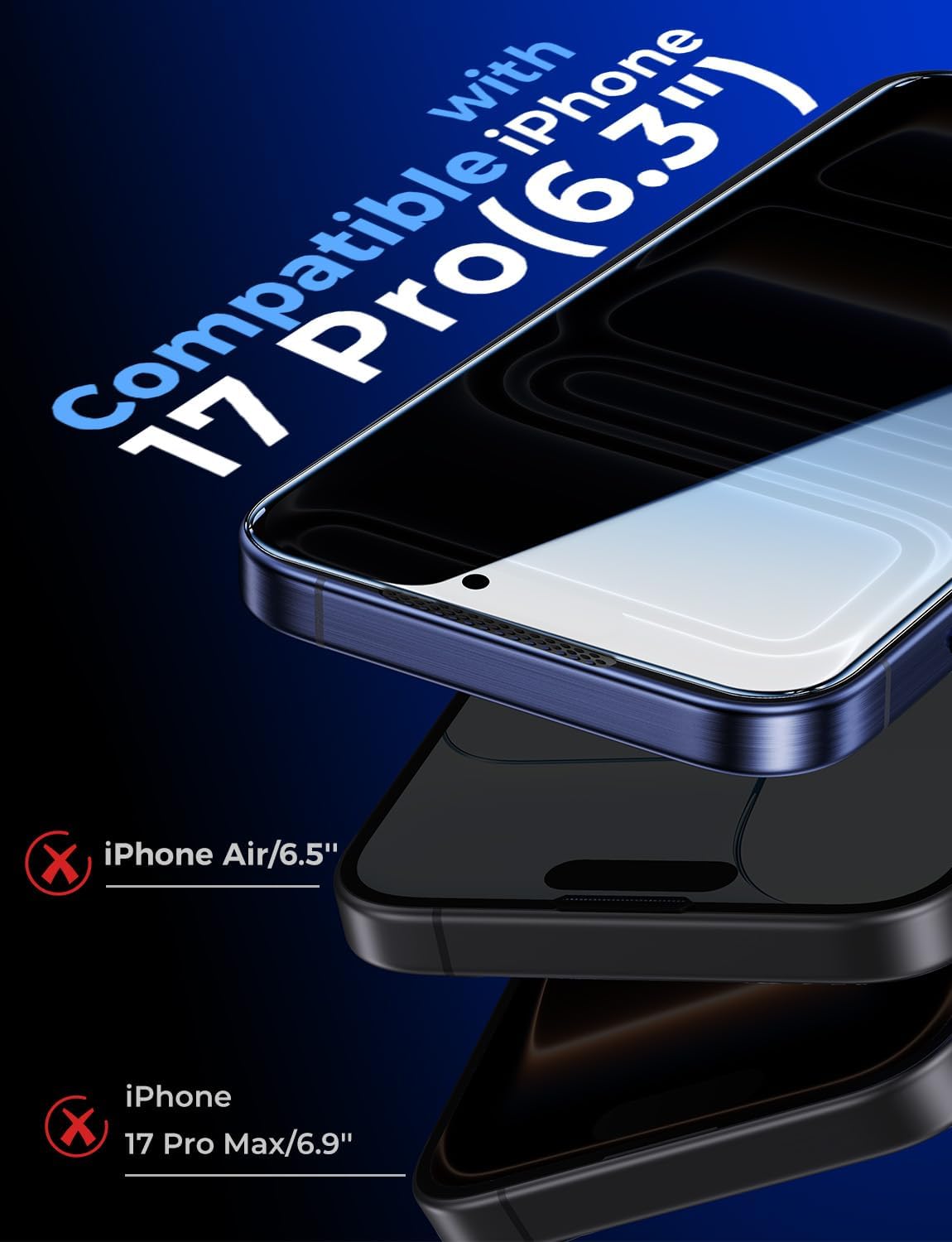 Thumbnail 2 de Magic John 2-Pack Privacy Screen Protector for iPhone 17 Pro (6.3")