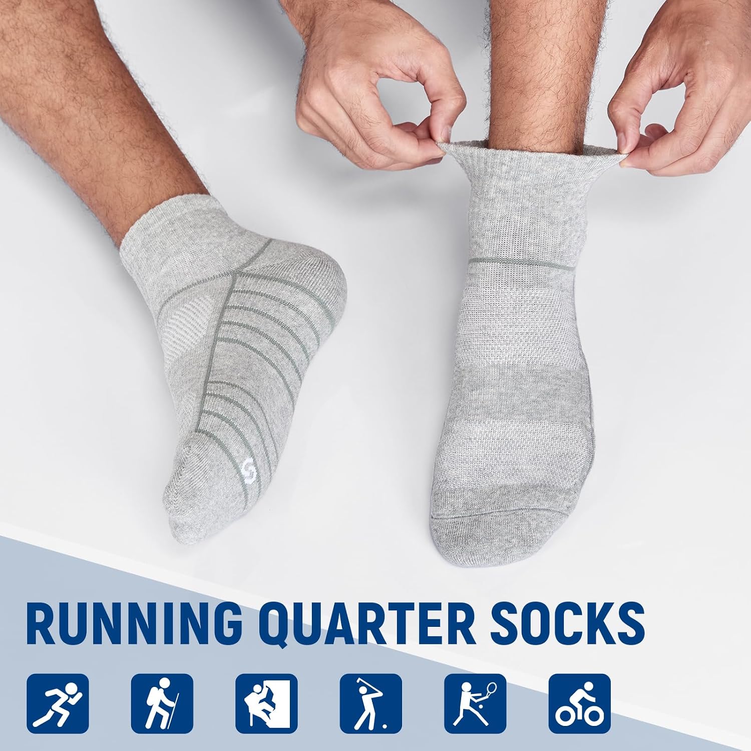 Detalle 1 de coskefy Sports Quarter Ankle Socks (85% cotton) – cushioned anti-blister trainer socks, 6 pairs