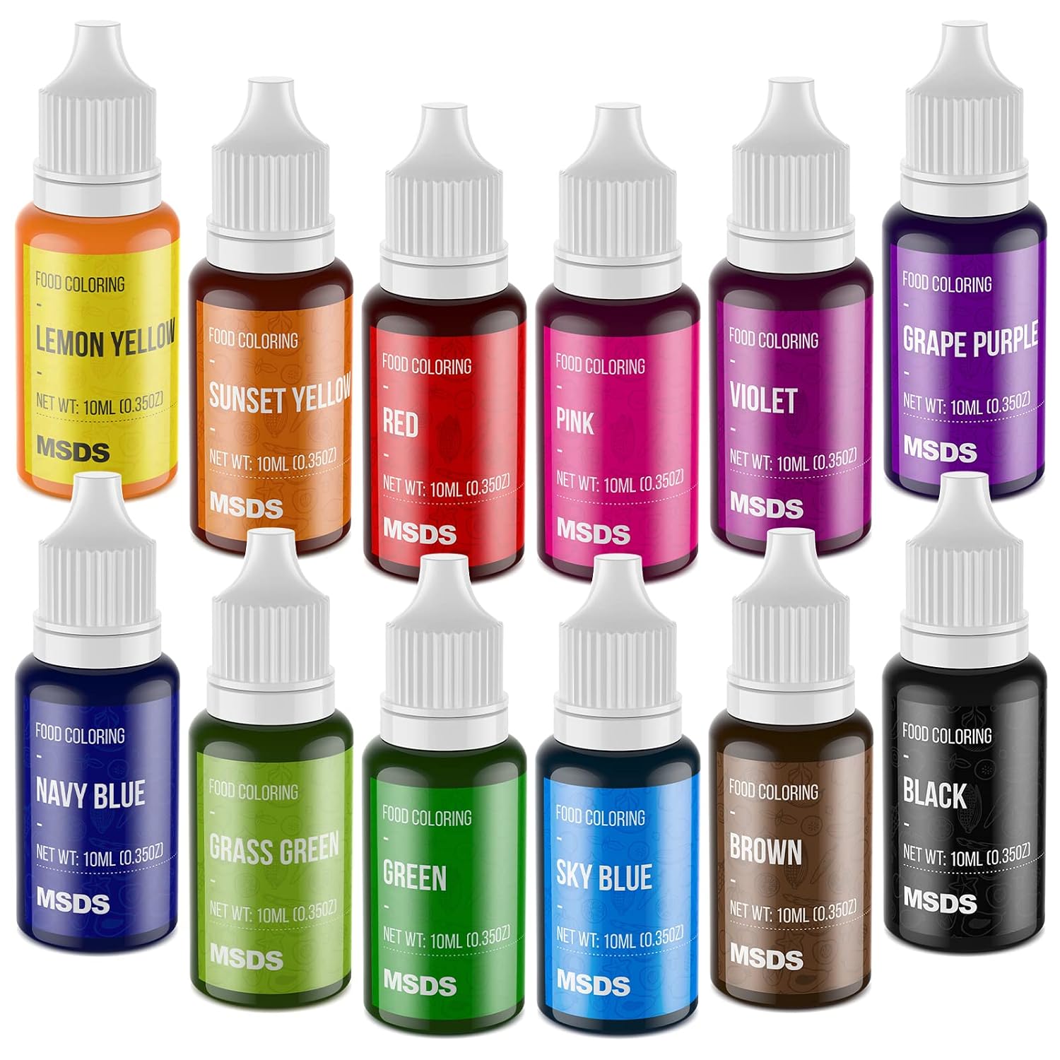 Detalle de Cherrysea 12-Color Liquid Food Coloring Set, 0.35 fl oz Bottles