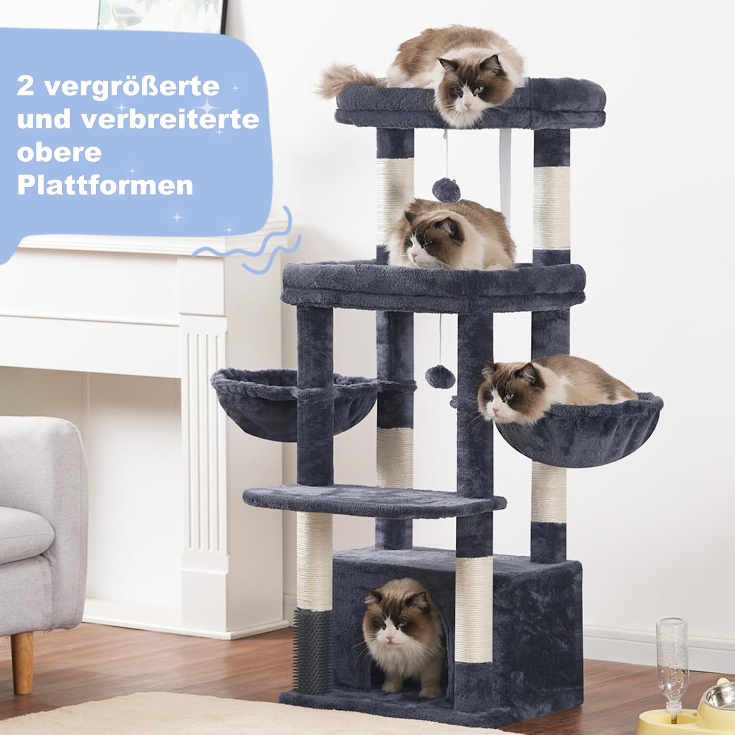 Thumbnail 6 de Hey-brother Kratzbaum EMPJ070G – Mehrstöckiger Katzenbaum in Rauchgrau für Großkatzen (Maine Coon)