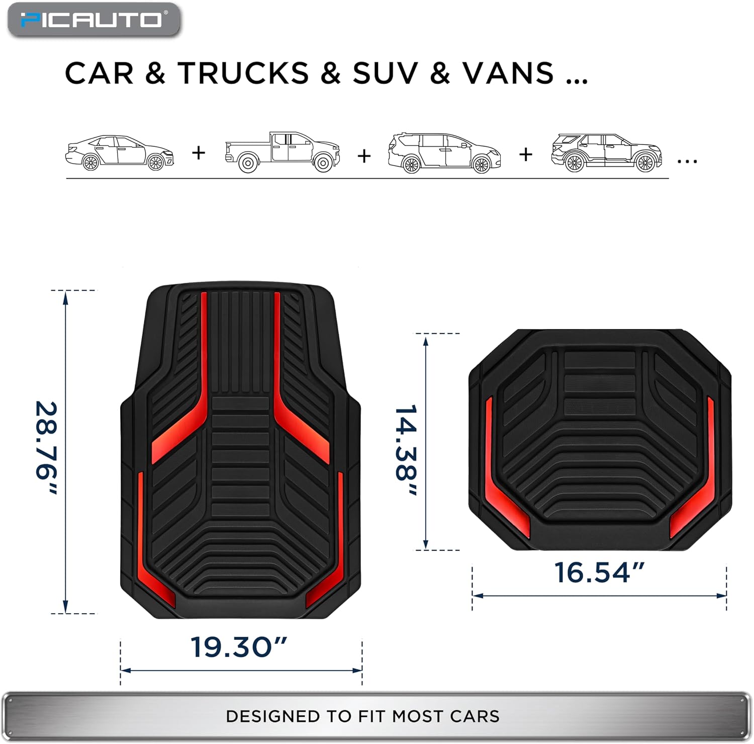 Thumbnail 6 de PIC AUTO Heavy Duty Rubber Floor Mats 2pc set