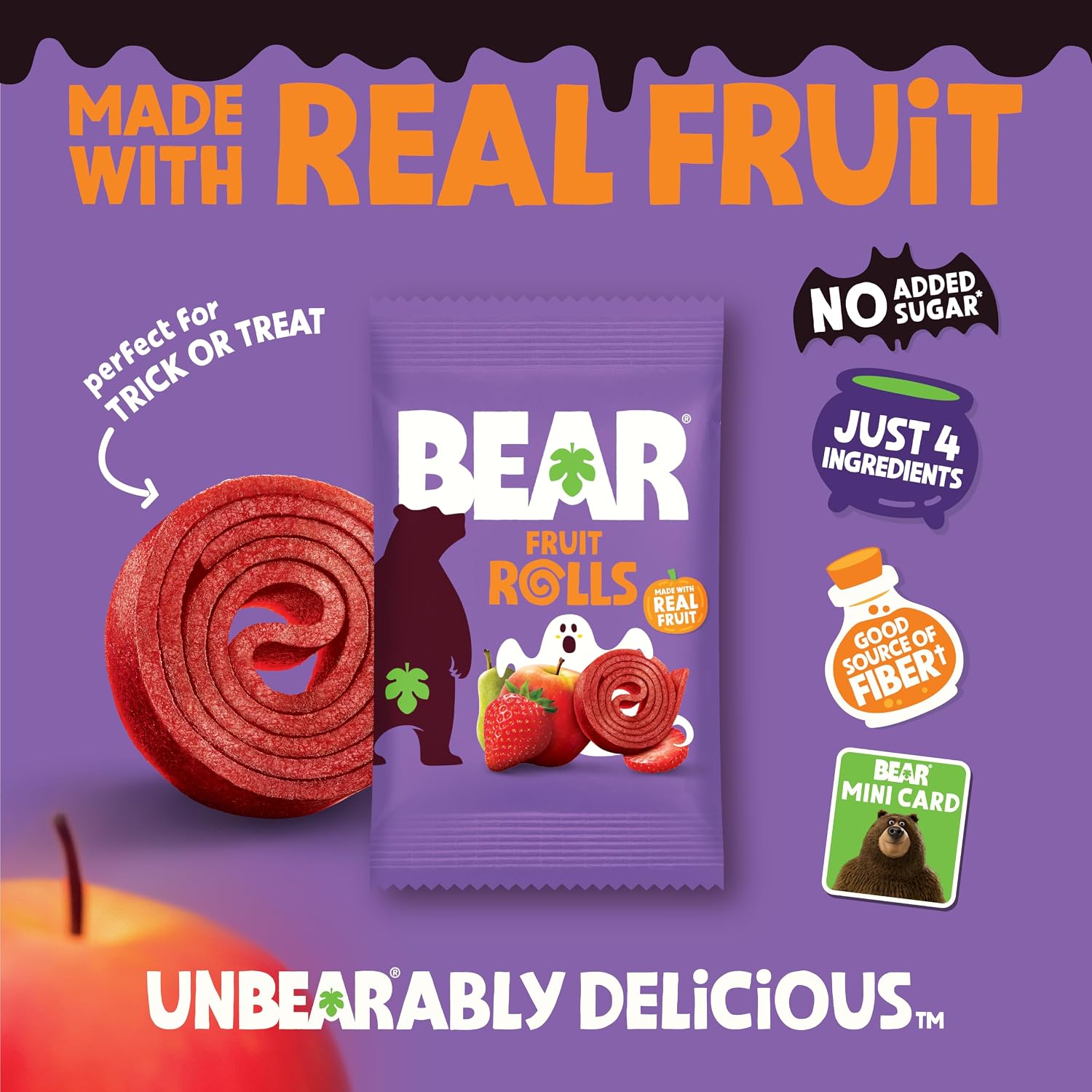 Detalle de BEAR Fruit Snack Rolls, Strawberry