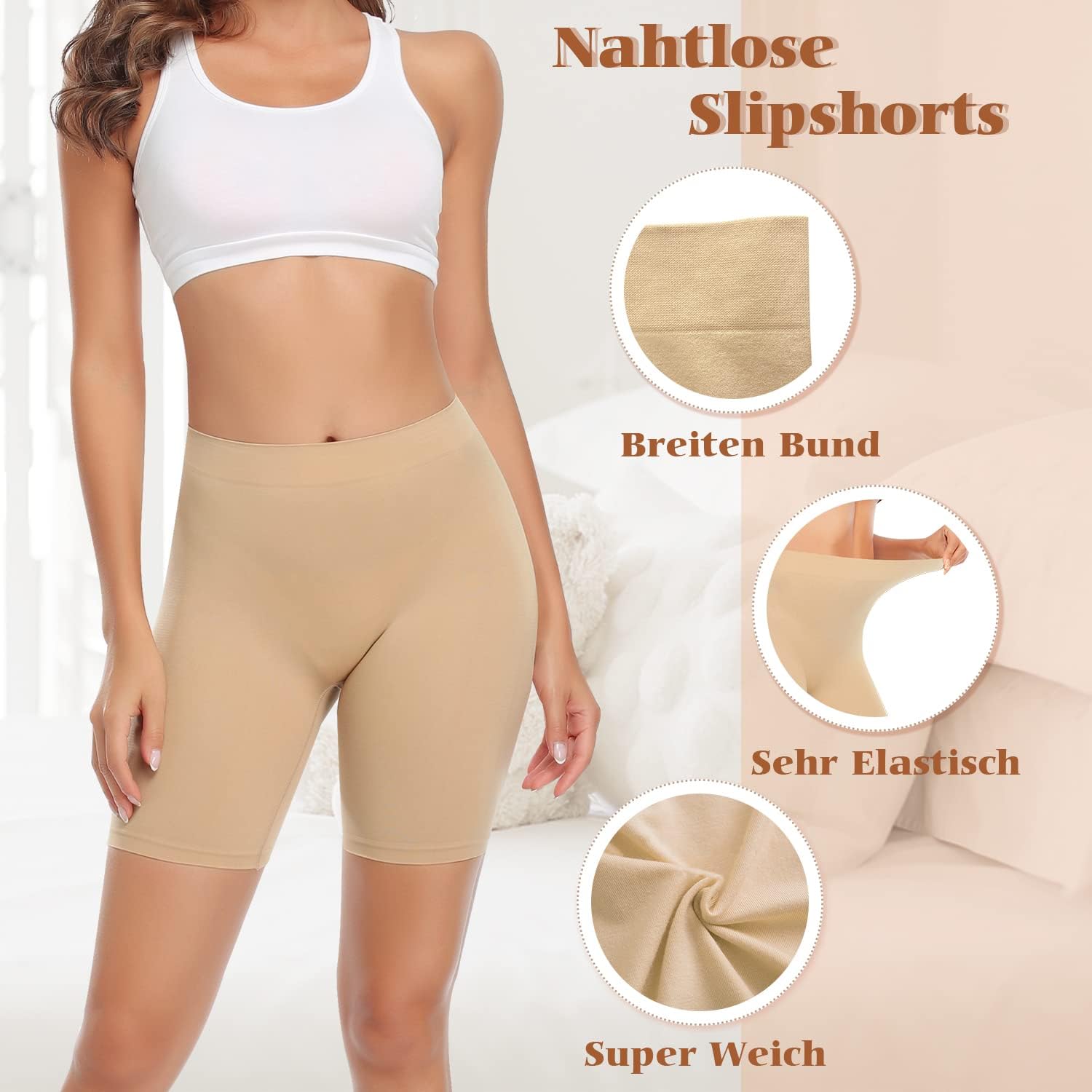 Detalle de YARRCO Damen Unterhose Unter Rock Kurze Hose – High Waist Slipshort für Unterkleid & sportliche Aktivitäten