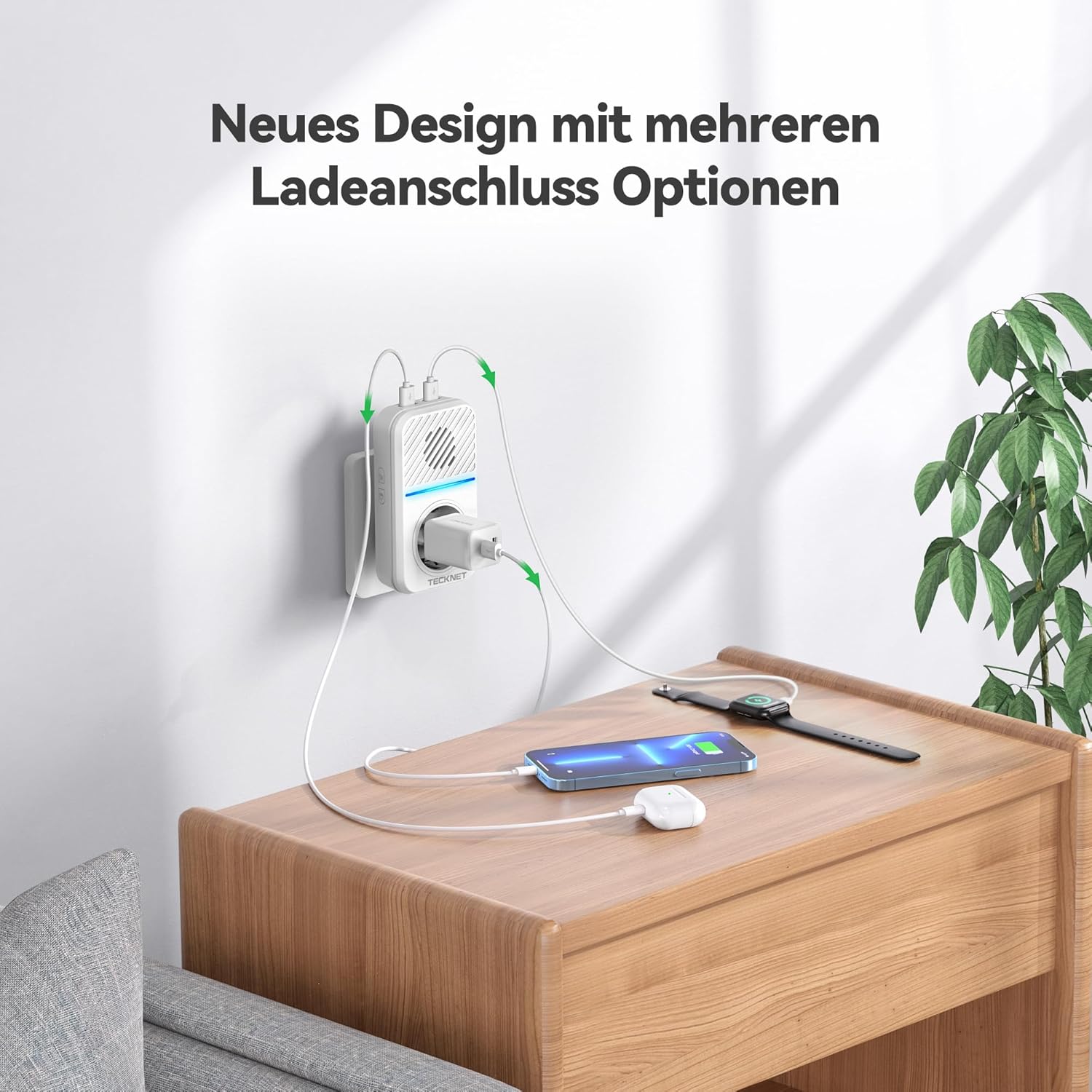Detalle 2 de TECKNET Funkklingel Batterielose Türklingel