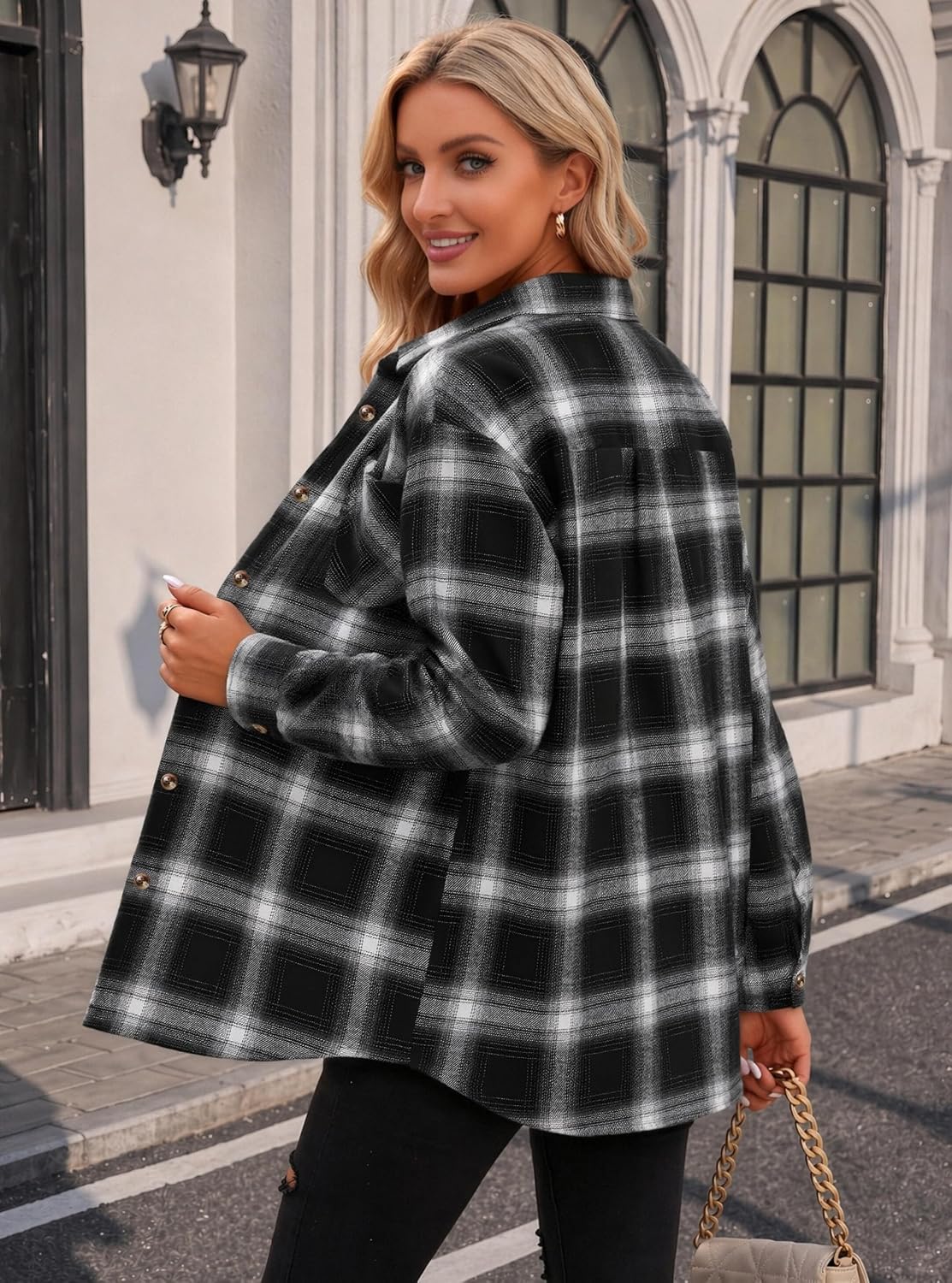 Thumbnail 4 de Zeagoo Women's Flannel Plaid Button-Down Shirt, Long-Sleeve Casual Shacket