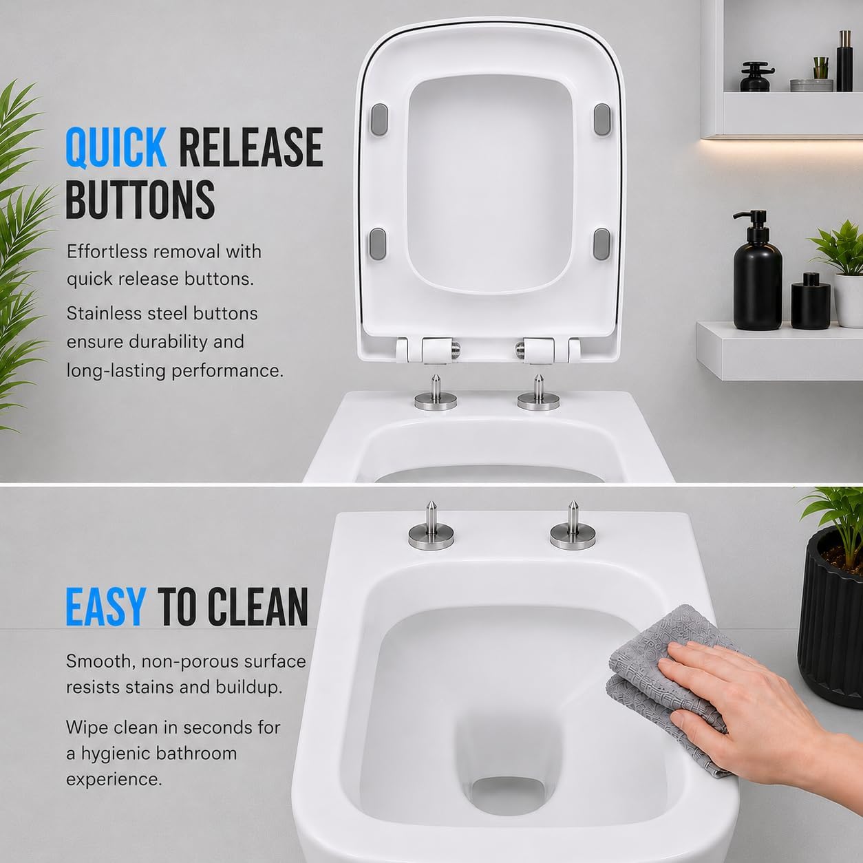 Thumbnail 4 de AAN Square Toilet Seat Soft Close 42L x 36W cm