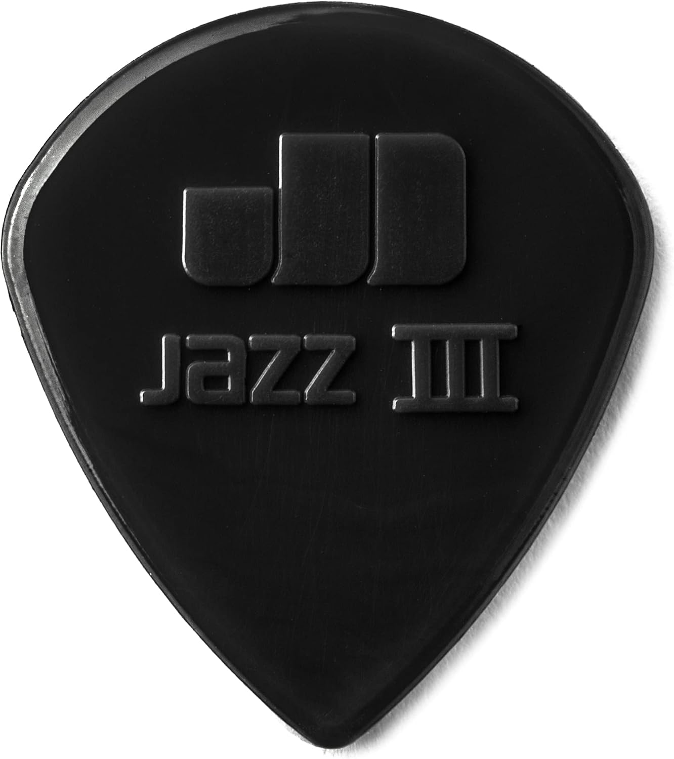 Detalle de Jim Dunlop 47R1S Stiffo-Round gitarrplektrum i svart nylon